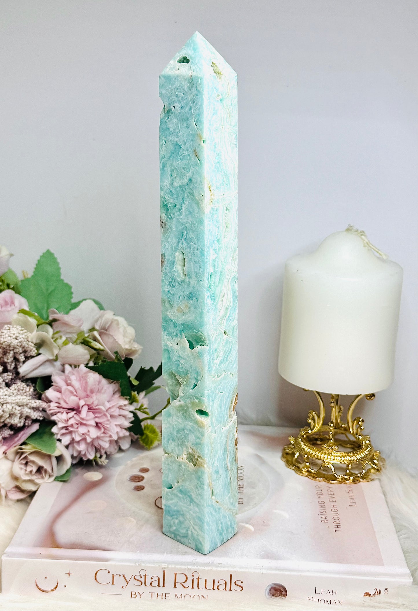 Large Blue Hemimorphite Druzy Raw Tower 26.5cm