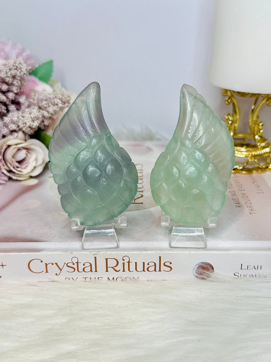 Green Fluorite Wings on Stands 8cm