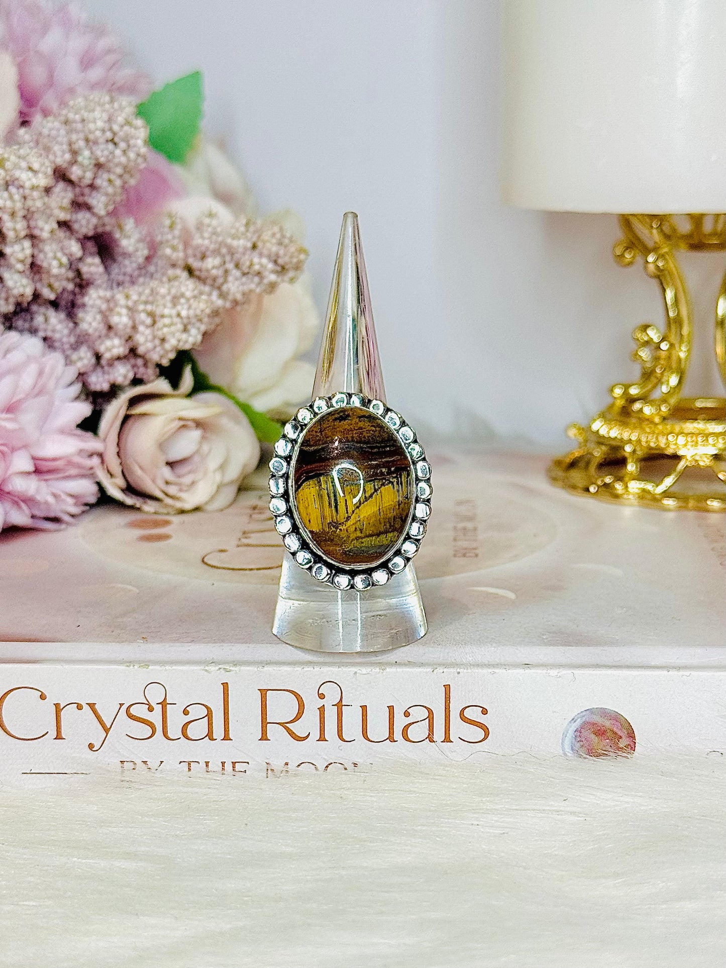 Tigers Eye Adjustable Ring In Gift Bag