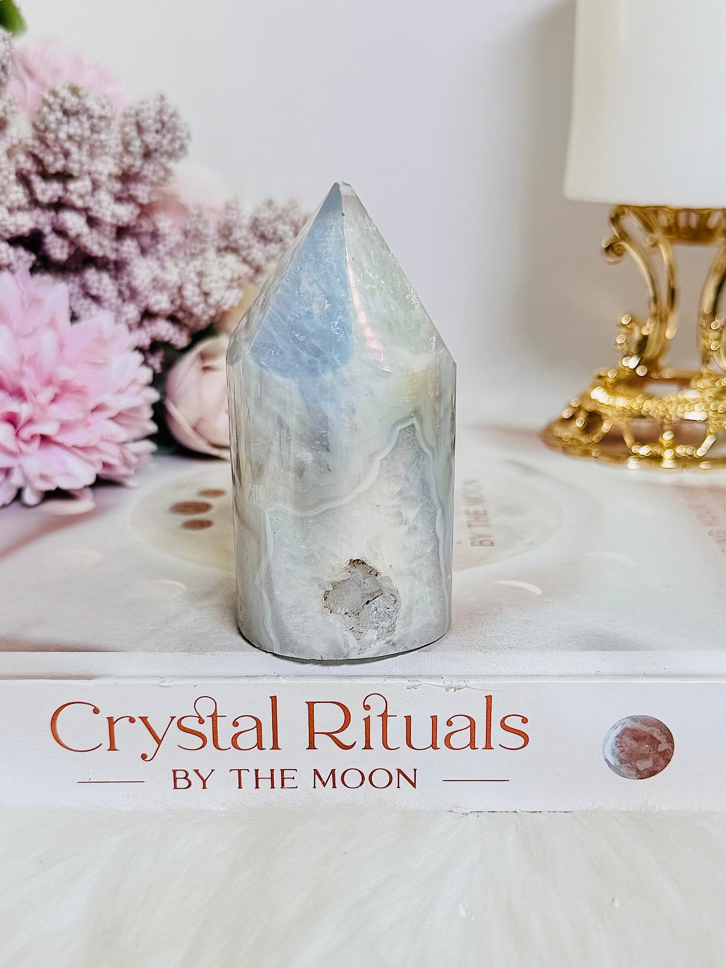 Chunky Angel Aura Druzy Agate Tower | Cylinder 8cm