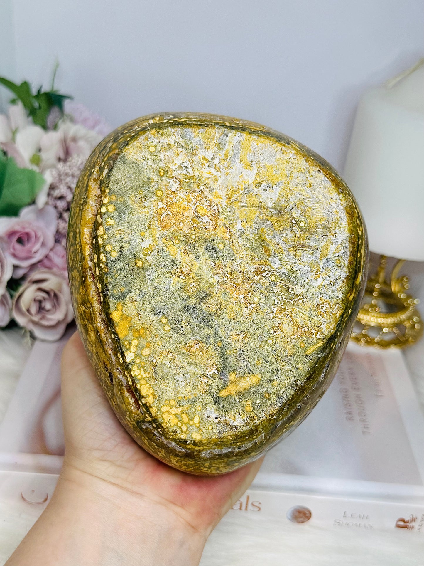 Large Orbicular Ocean Jasper Chunky Druzy Bowl 14cm 1.1KG