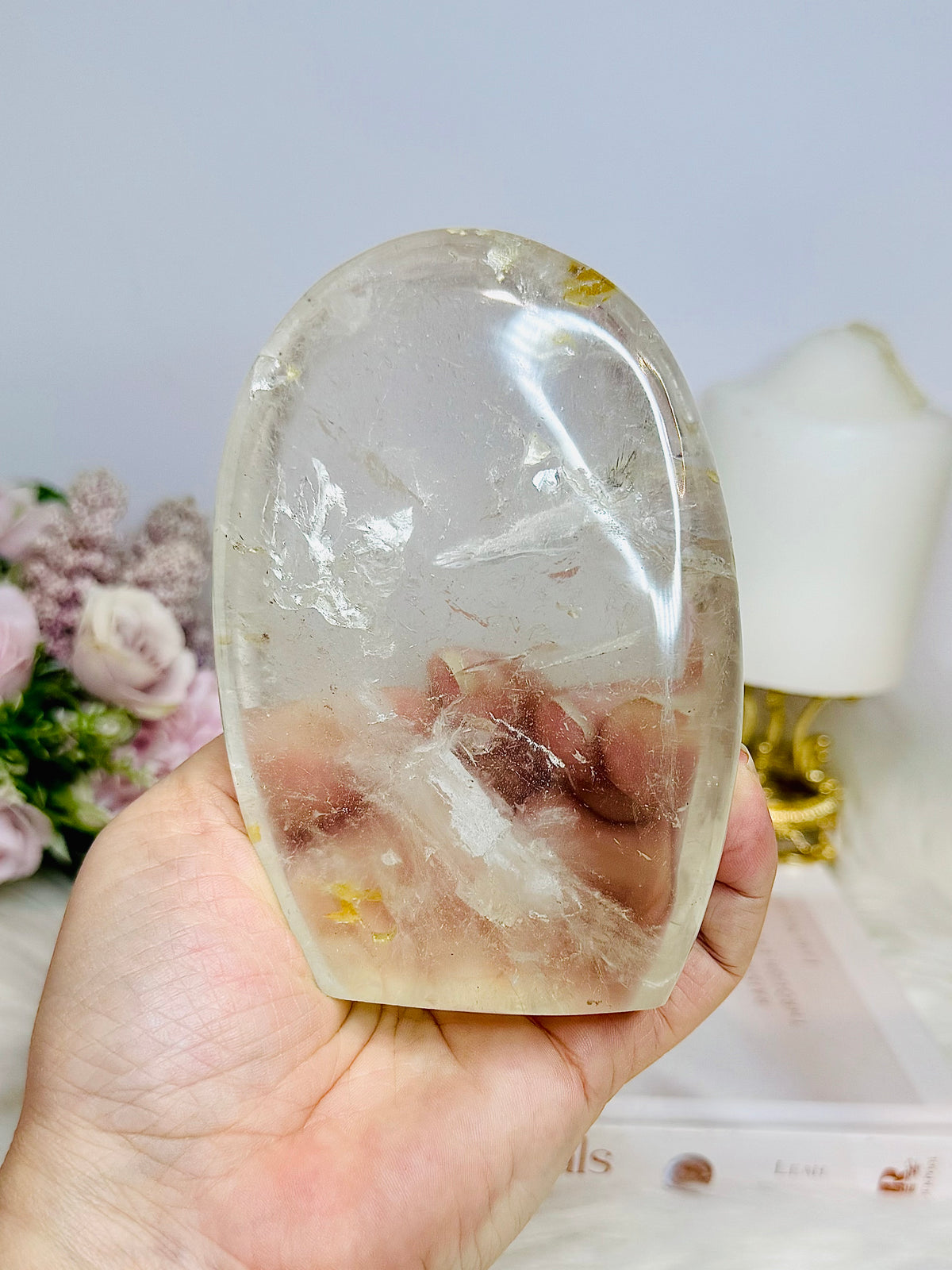 Clear Quartz Freeform with Golden Healer Inclusions 11.5cm 552g