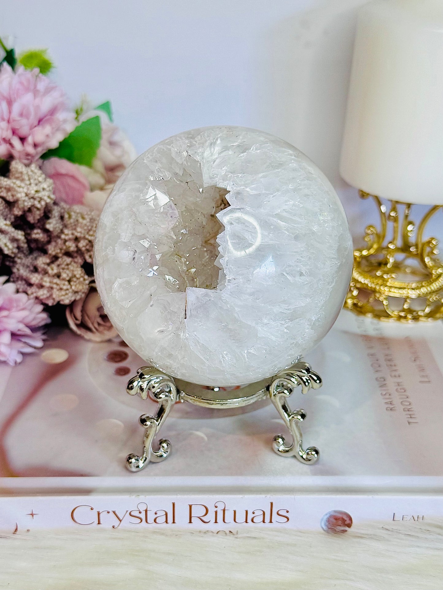High Grade Absolutely Incredible Large Clear Quartz Druzy Sphere From Brazil 845grams