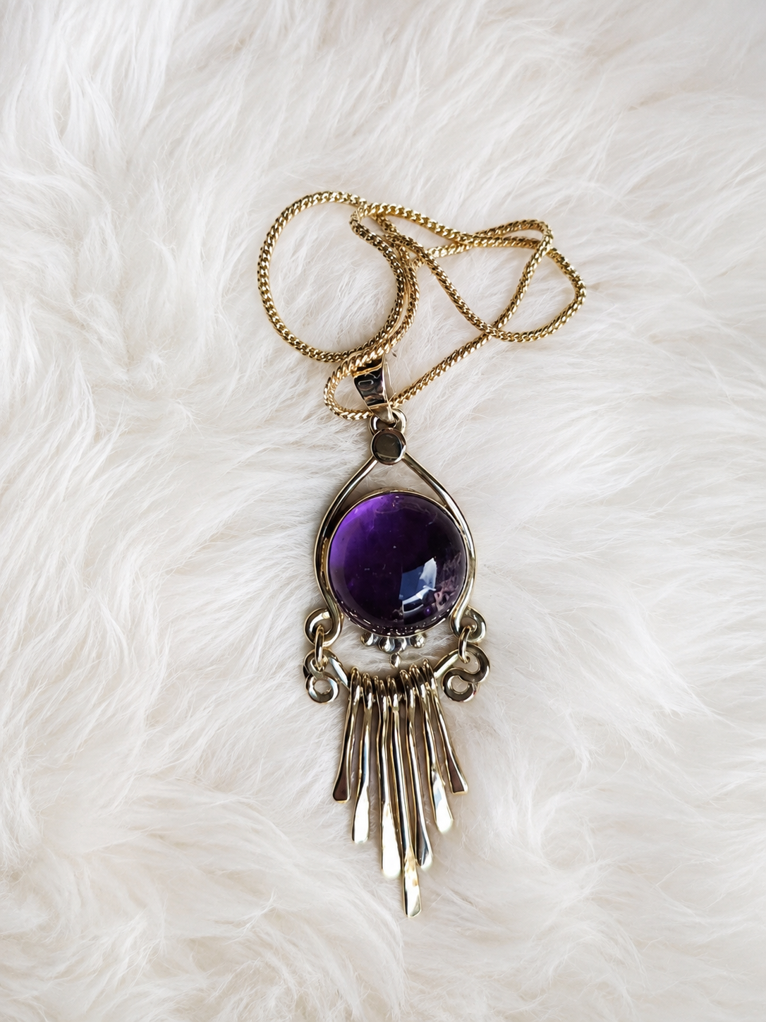 Amethyst Fringe Pendant Necklace