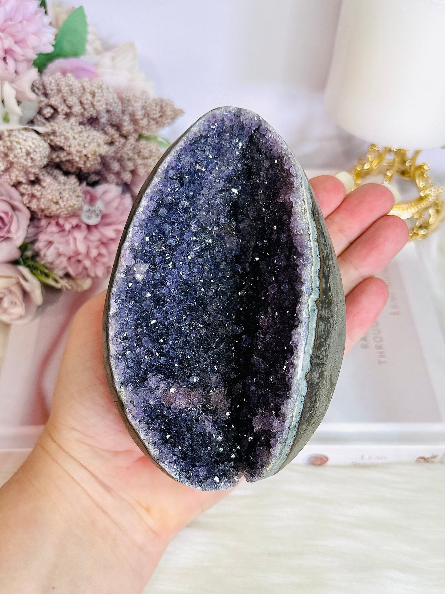Druzy Amethyst Large Egg On Stand 698grams