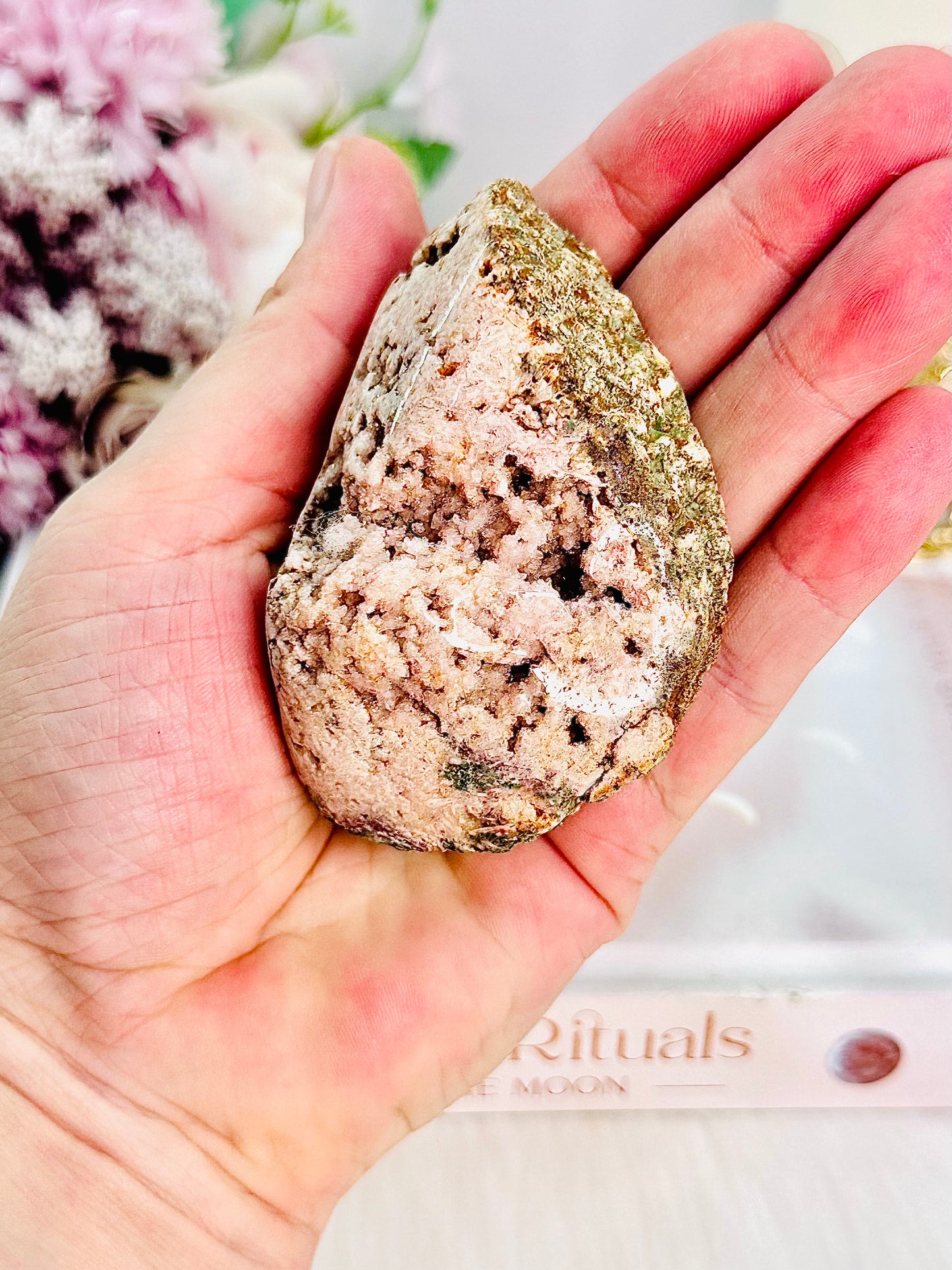 Natural Stunning Pink Amethyst Druzy Teardrop Freeform 9.5cm