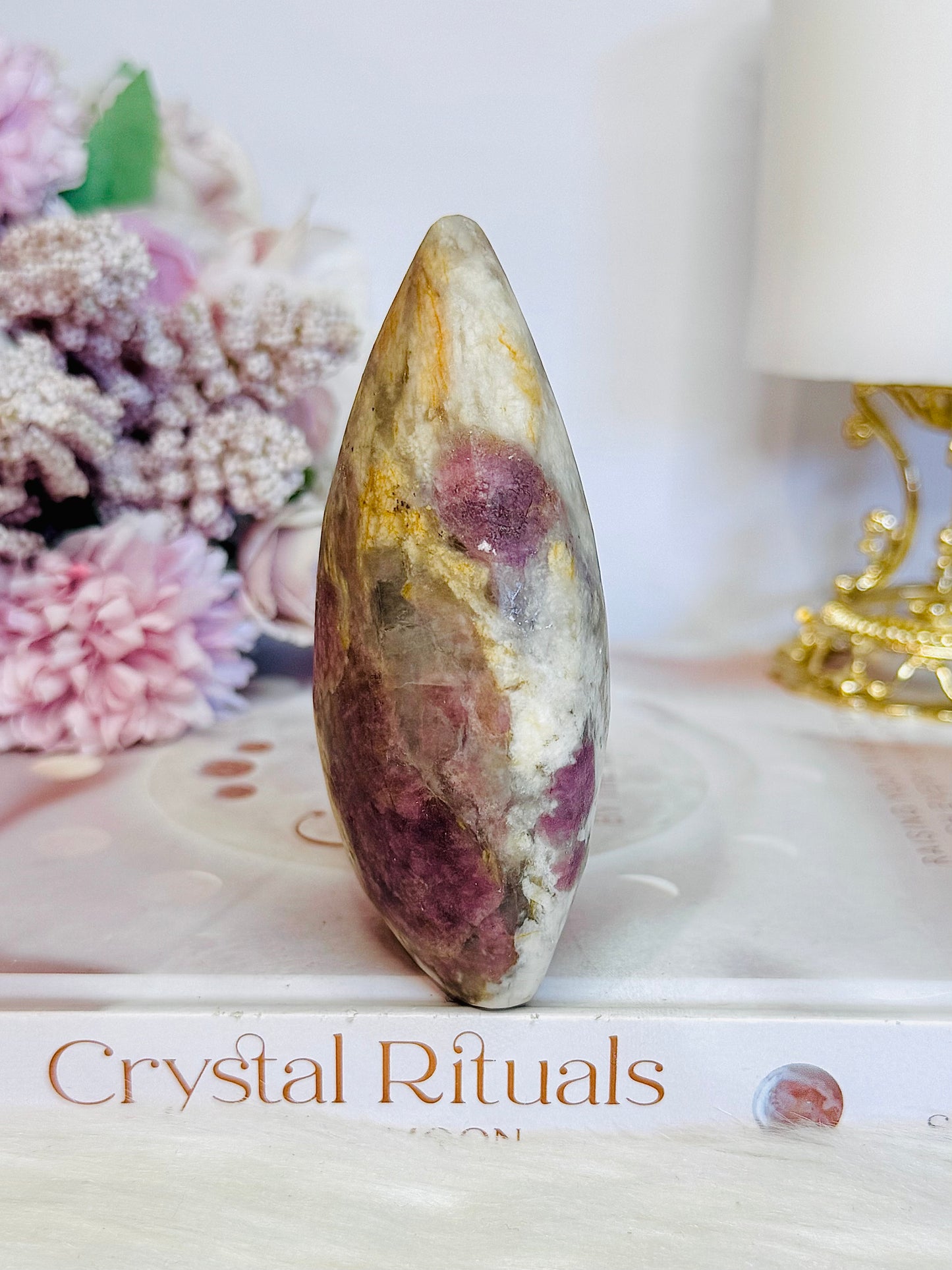 Large Pink Tourmaline Carved Flame | Freeform 261grams