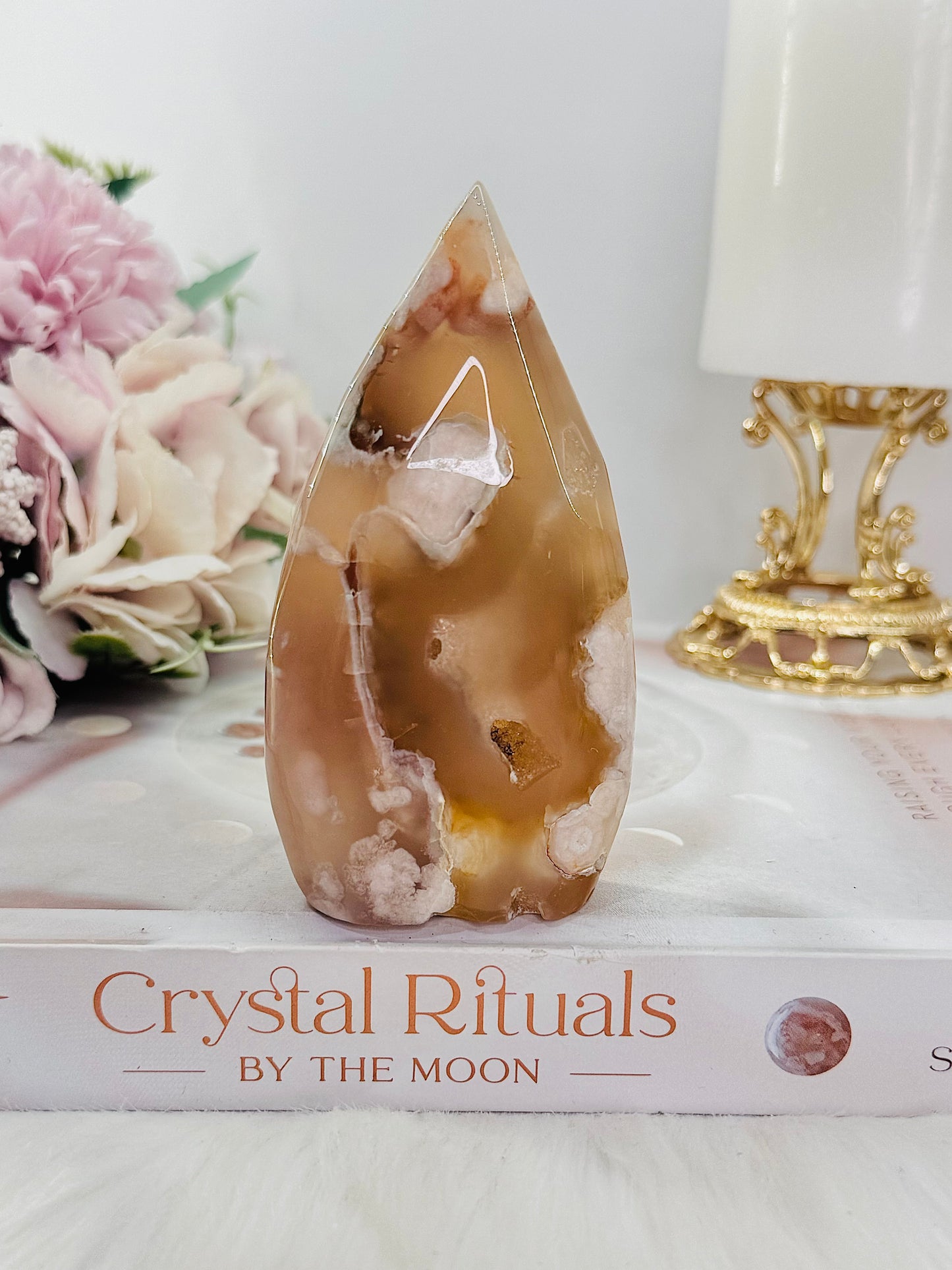 Natural Flower Agate Carved Freeform | Flame 10cm