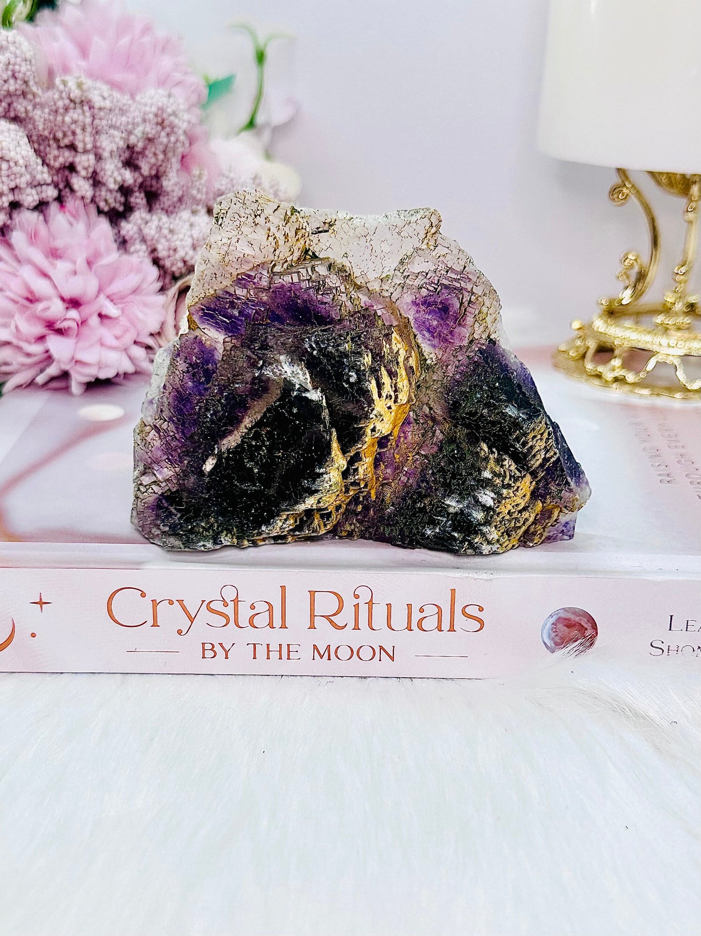 High Grade Free Standing Purple Fluorite Slab 10cm