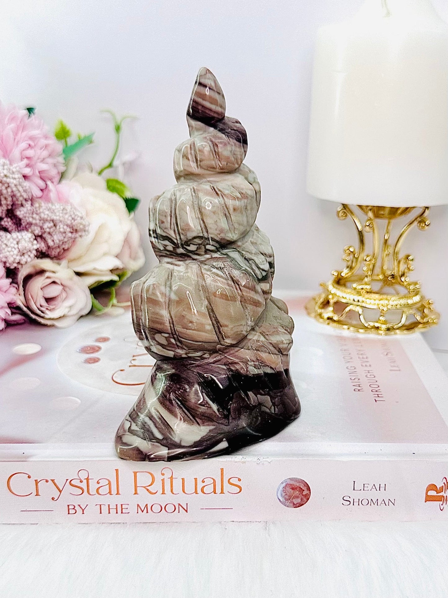 Unique Jasper Shell Carving 13cm 440grams