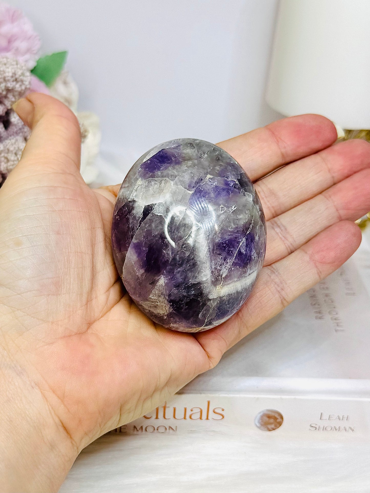 Large Chunky Chevron Amethyst Palm Stone
