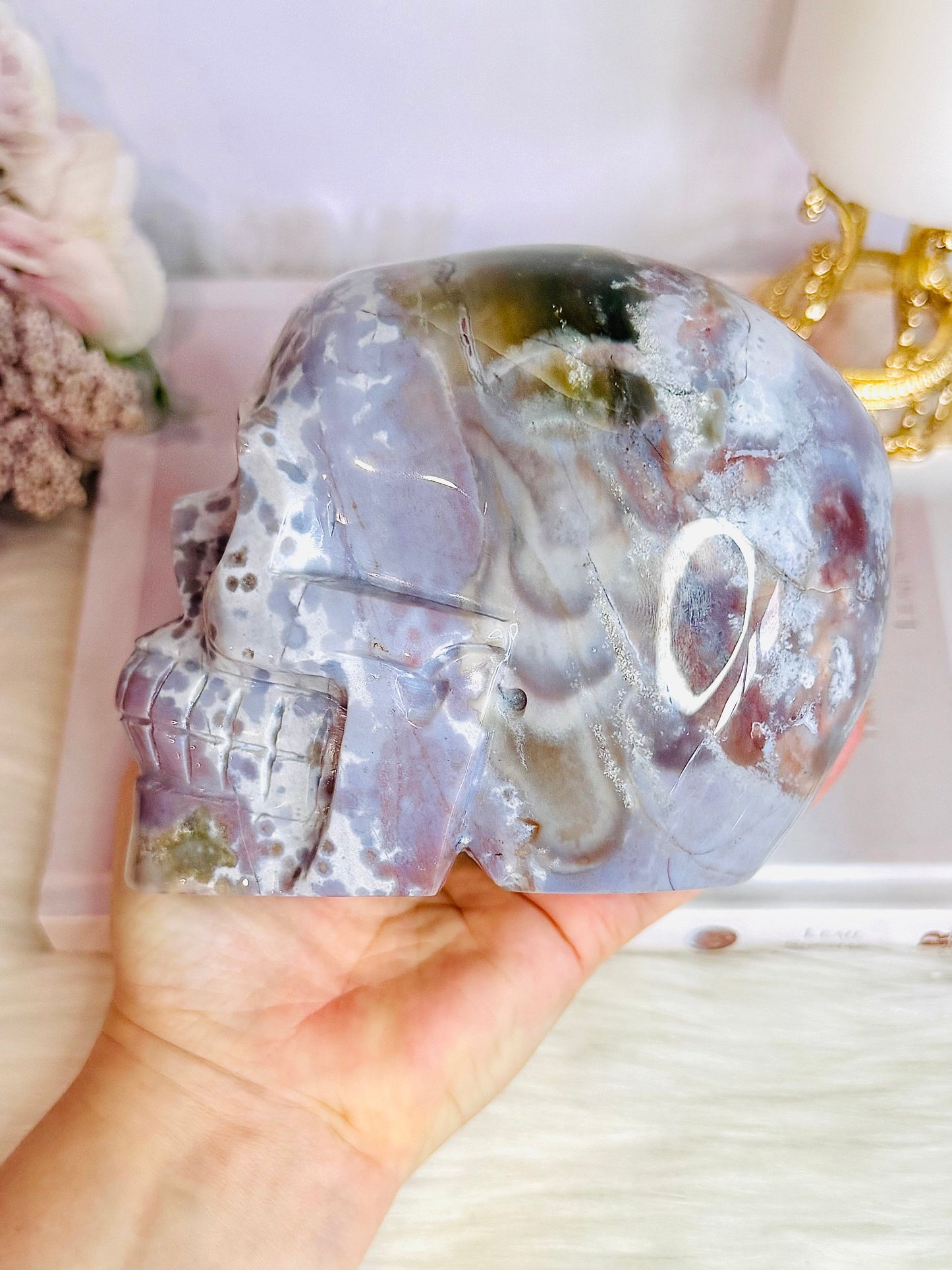 Huge High Grade Ocean Jasper Carved Skull 1.6KG