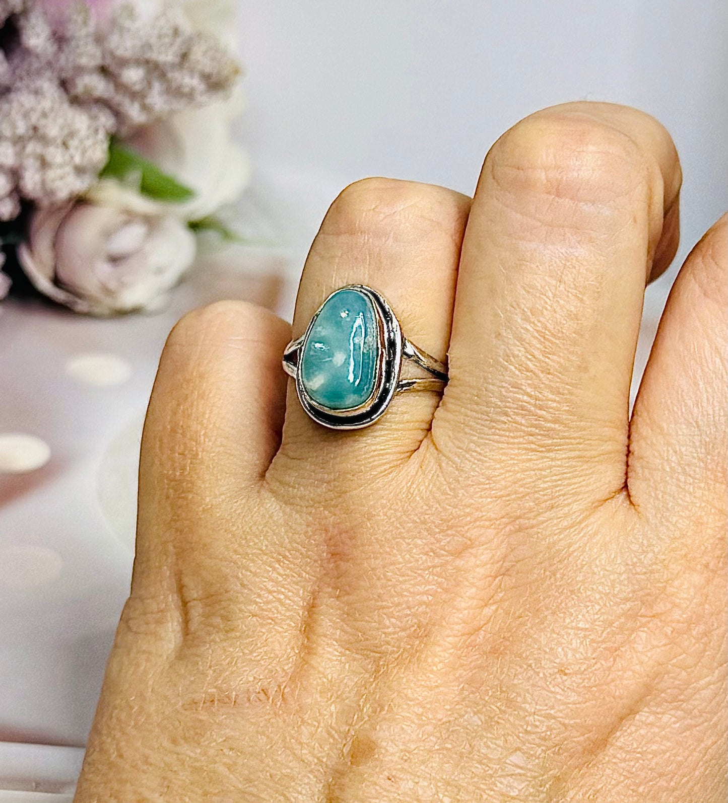 Larimar Adjustable Ring In Gift Bag