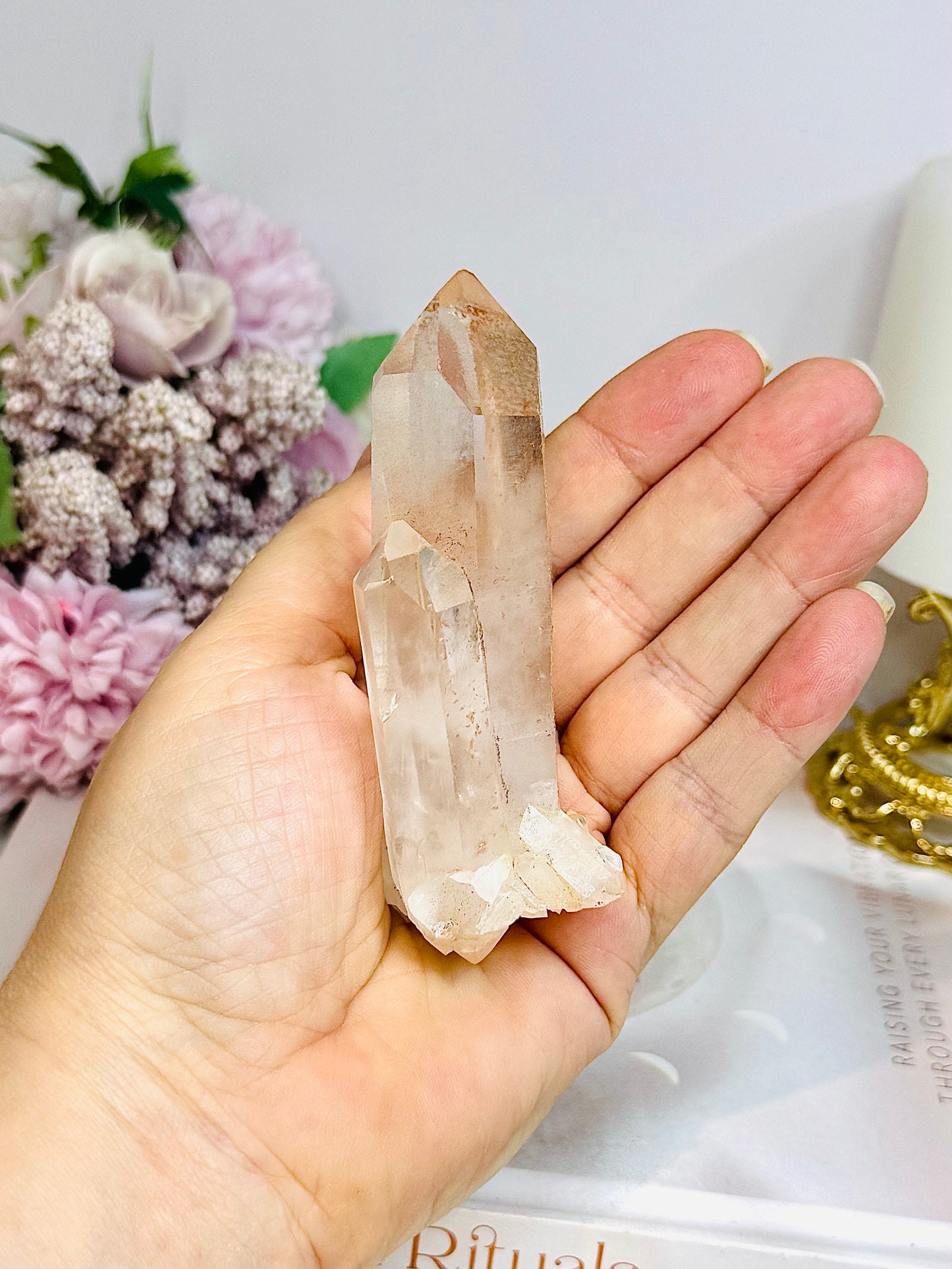 Natural Pink Himalayan Quartz Double Point 10cm