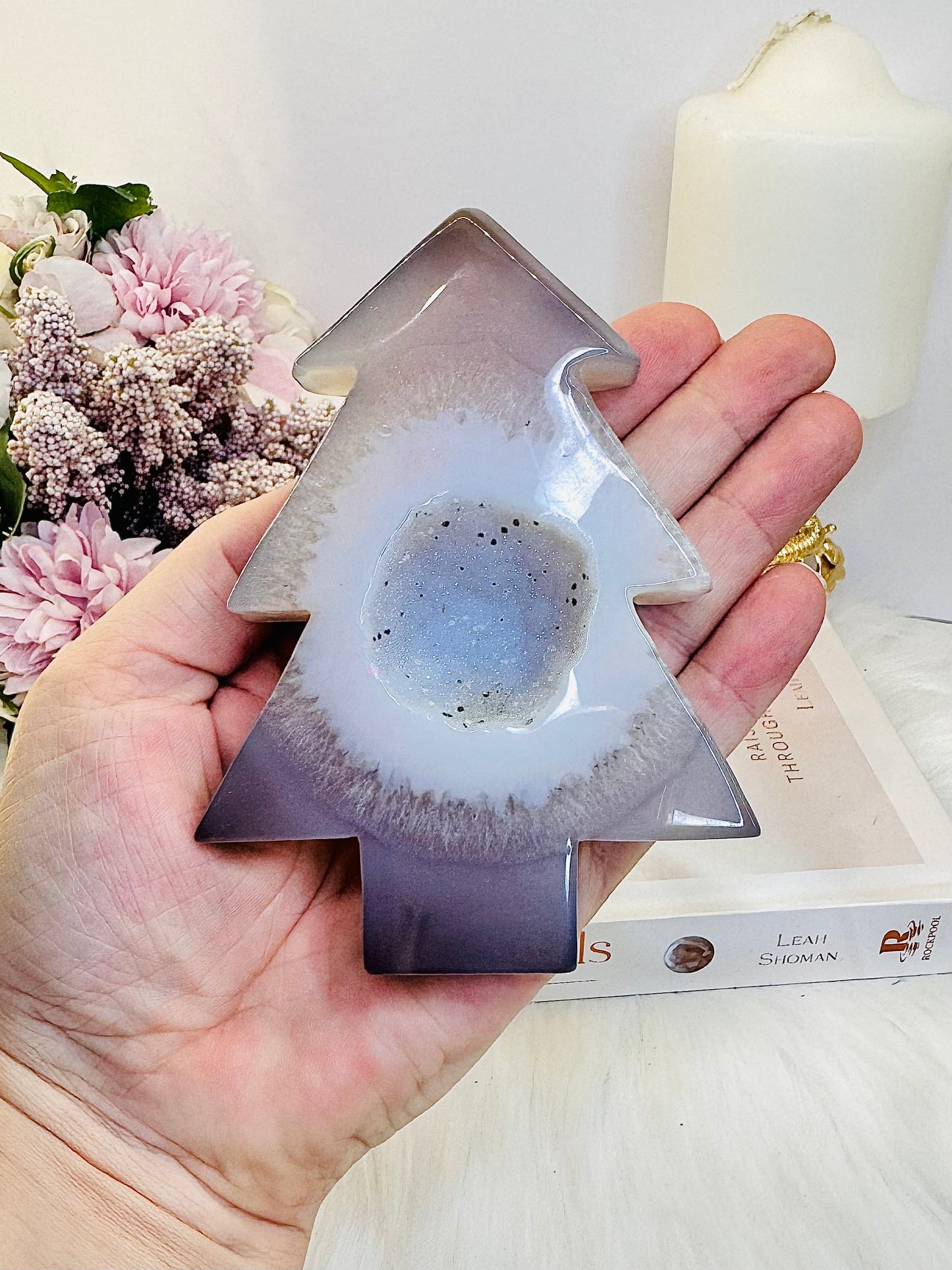Beautiful High Grade Sugar Druzy Agate Chunky Christmas Tree 12cm