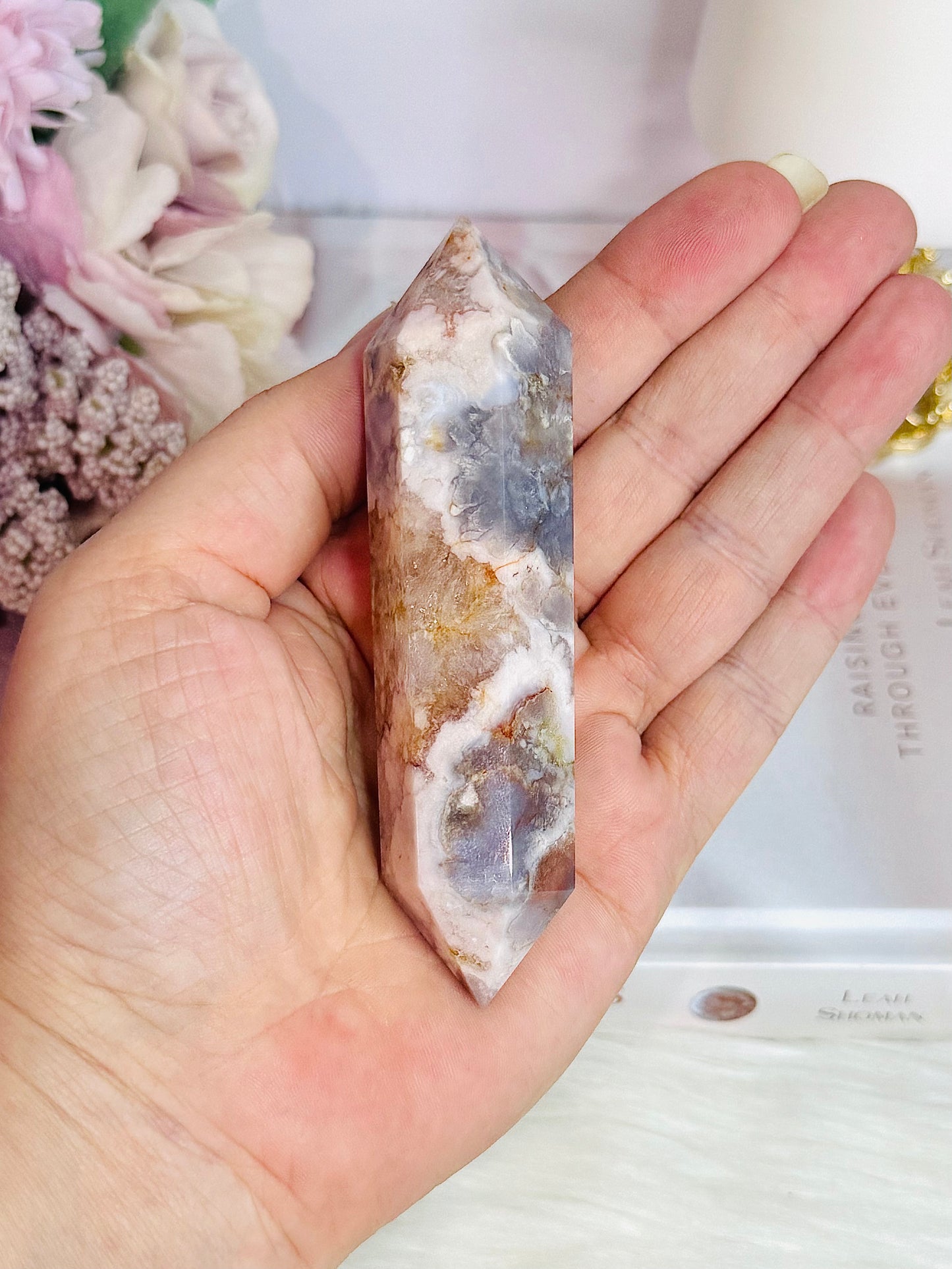 Beautiful Black Cherry Agate Double Terminated Point 10.5cm