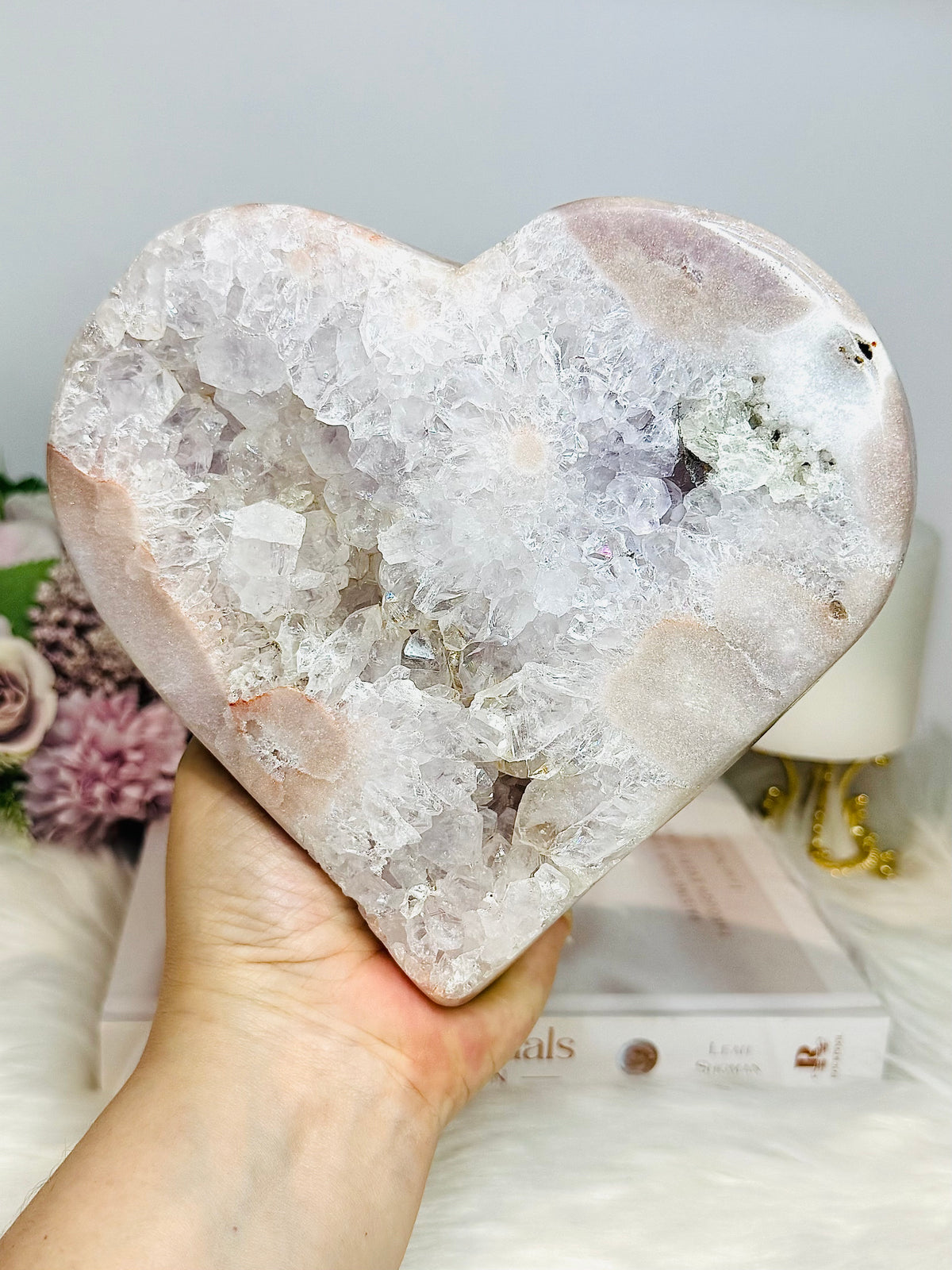 Huge High Grade Pink Amethyst Druzy Heart 16cm 1.57KG
