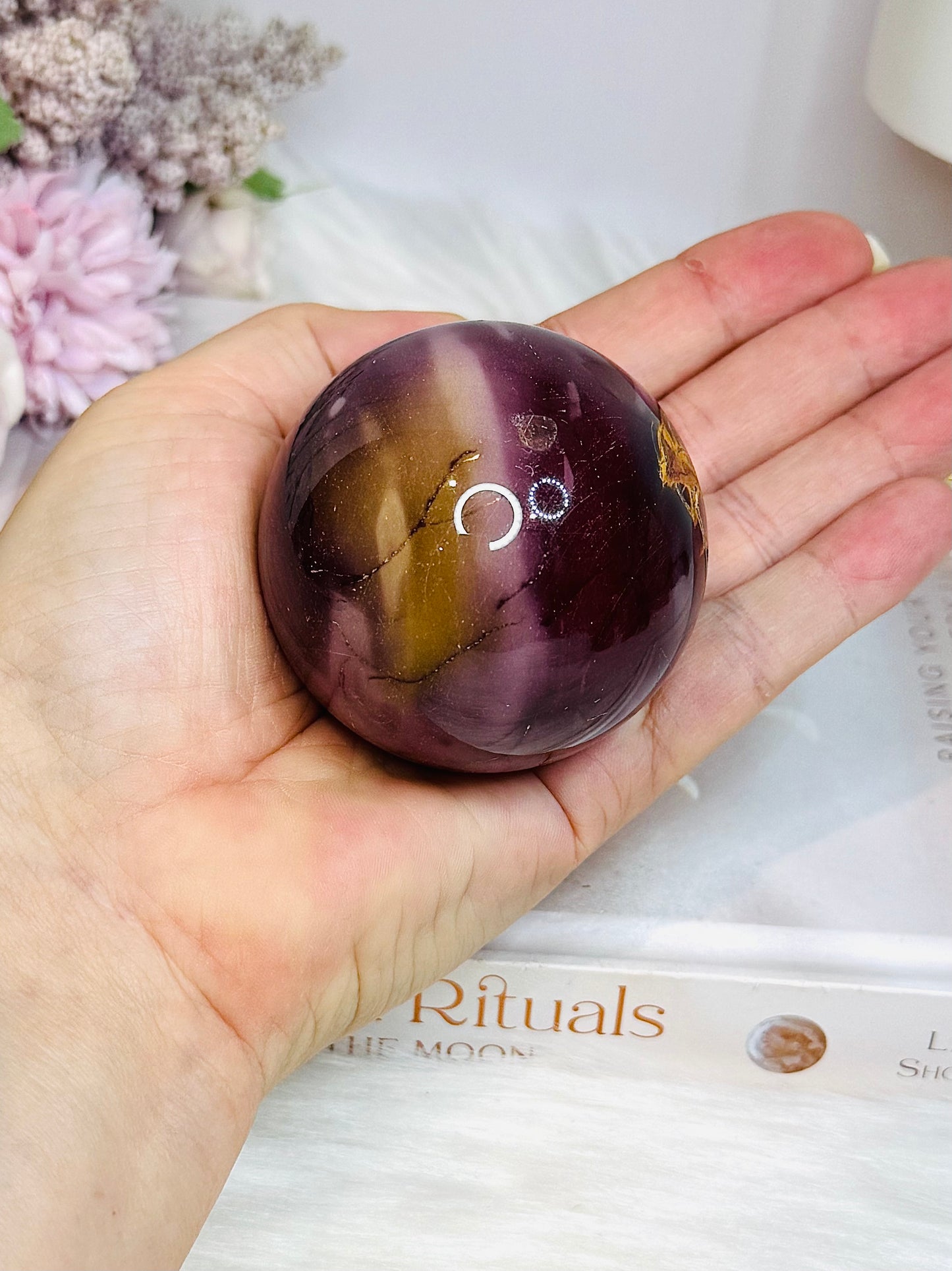 High Grade Mookaite Jasper Sphere On Stand 250g