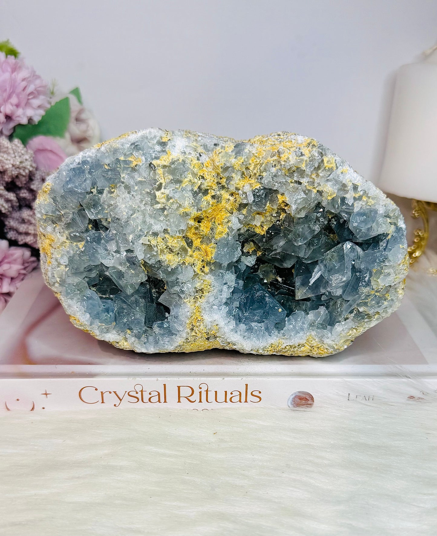 Huge Natural Blue Celestite Cluster Specimen 1.74KG