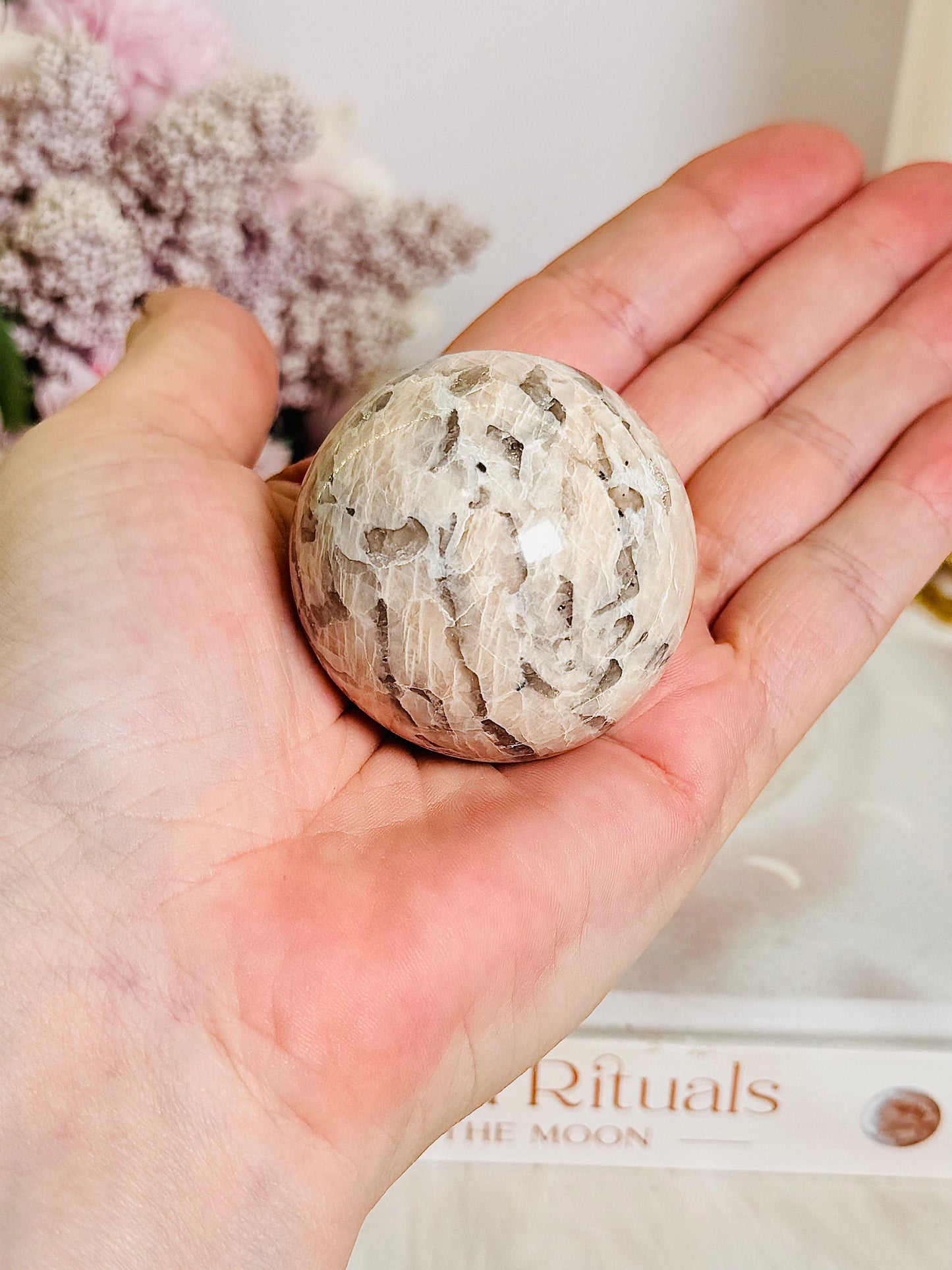 Pink Zebra Jasper Sphere on Stand 5cm