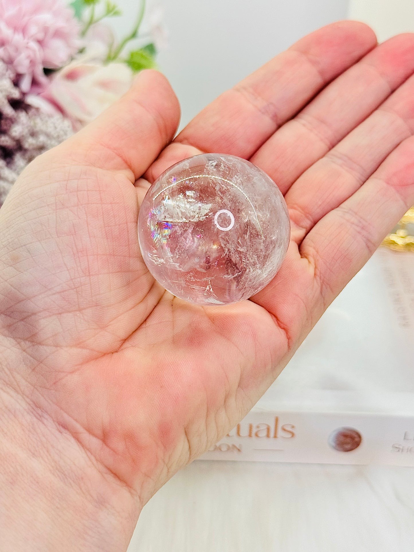 High Grade Light Purple Amethyst Sphere with Rainbows on Stand 4cm