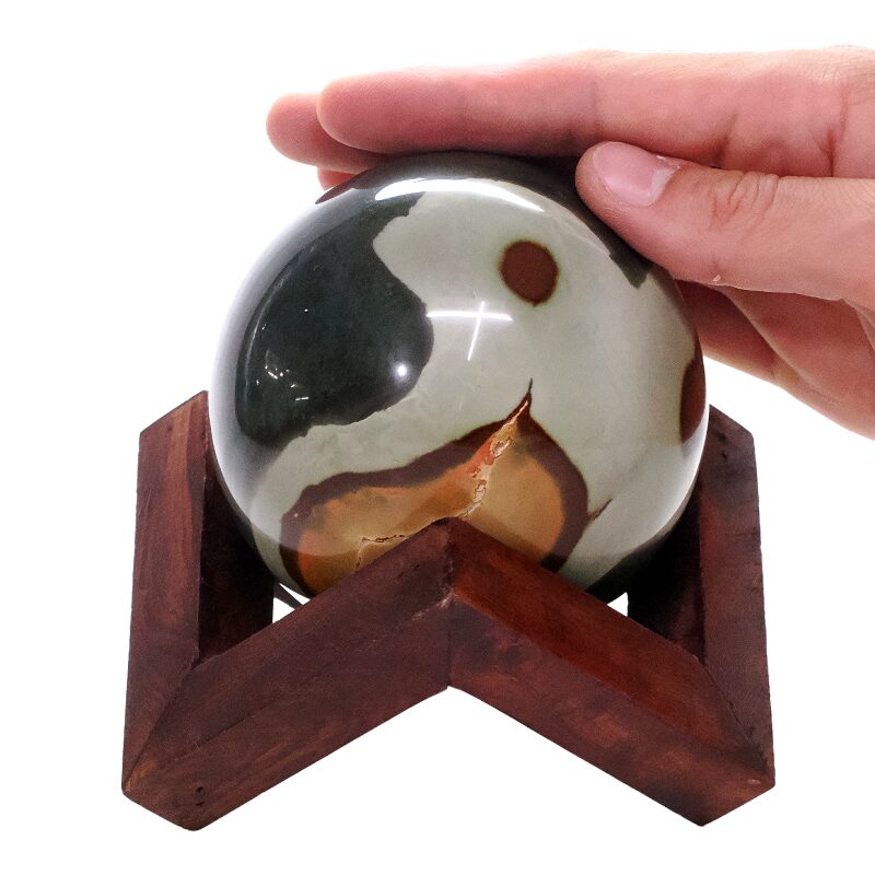 Large Polychrome Jasper Sphere on Timber Stand 1KG