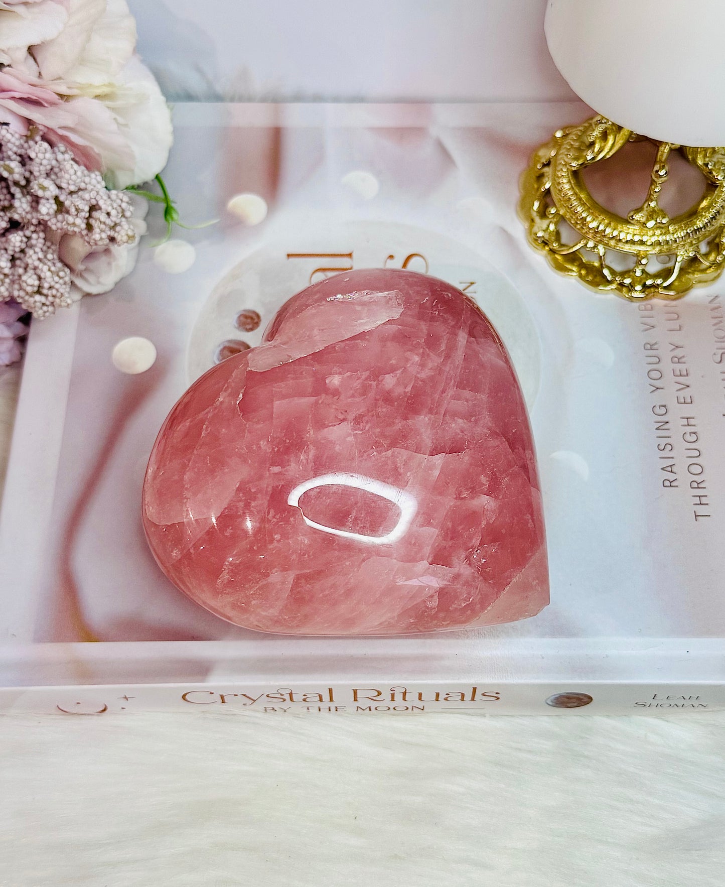 Fabulous Large Chunky High Grade Dark Pink Rose Quartz Carved Heart 698grams 10cm
