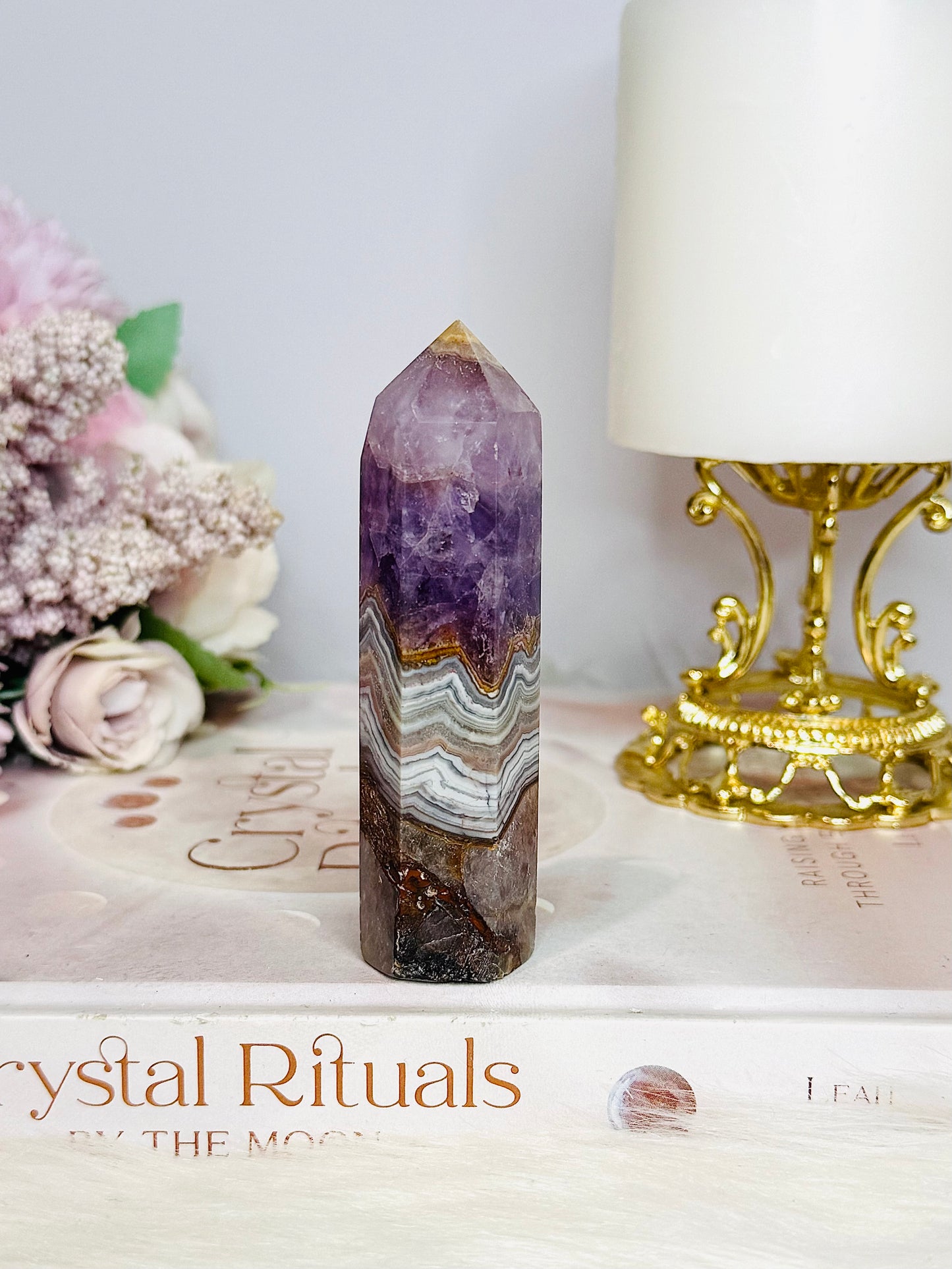 Amethyst X Mexican Agate Tower 10cm