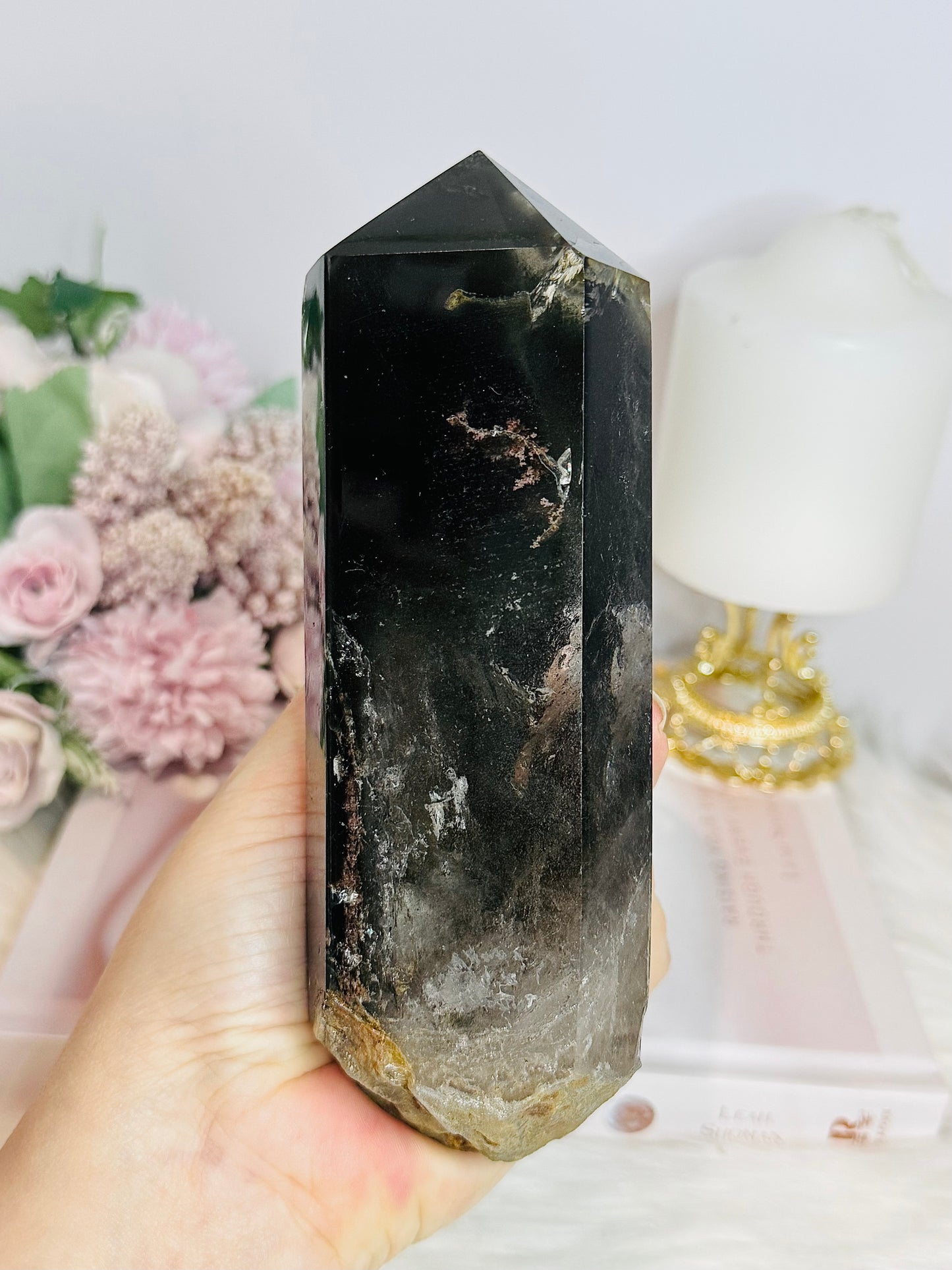 Large Garden Quartz | Lodolite Natural Polished Tower On Stand 25cm 903g