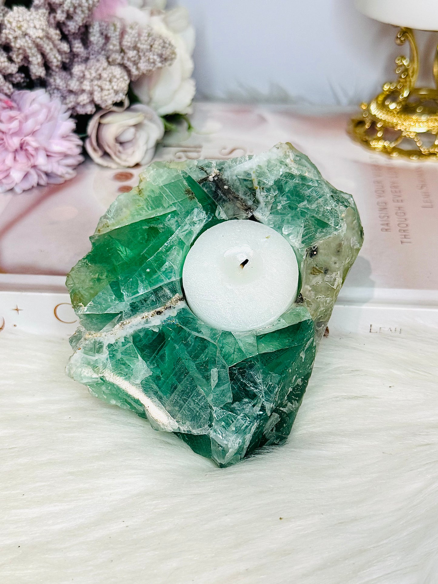 Chunky Green Fluorite Candle Holder 564g