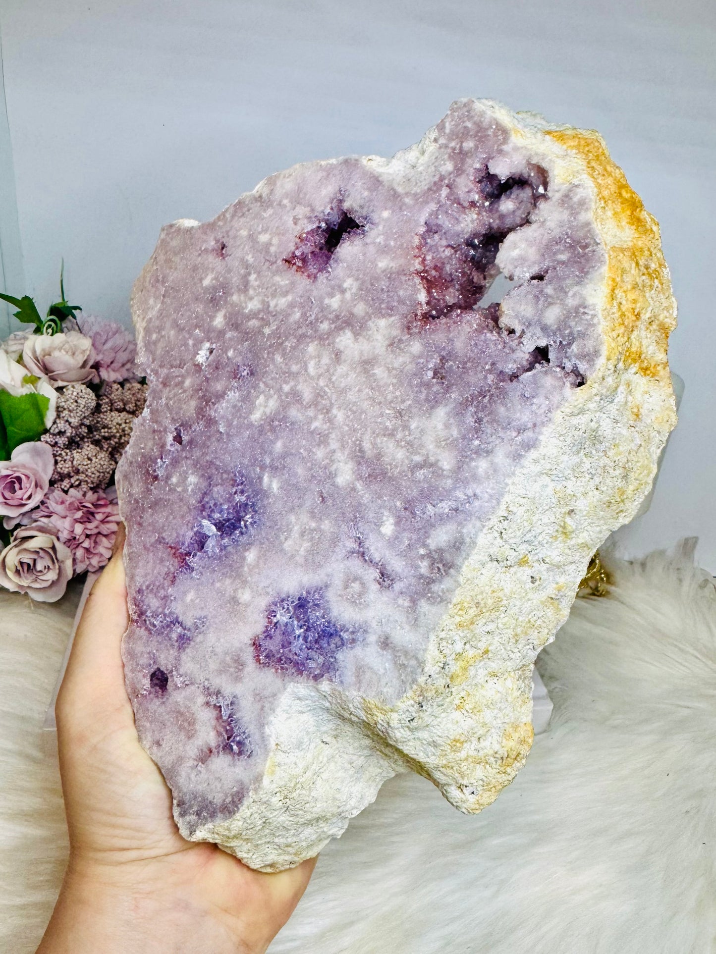 High Grade Pink Amethyst Large Druzy Slab 21.5cm 2.4KG