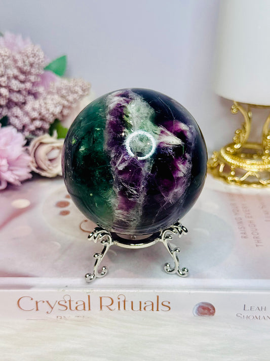 Large Rainbow Fluorite Sphere on Stand 607g