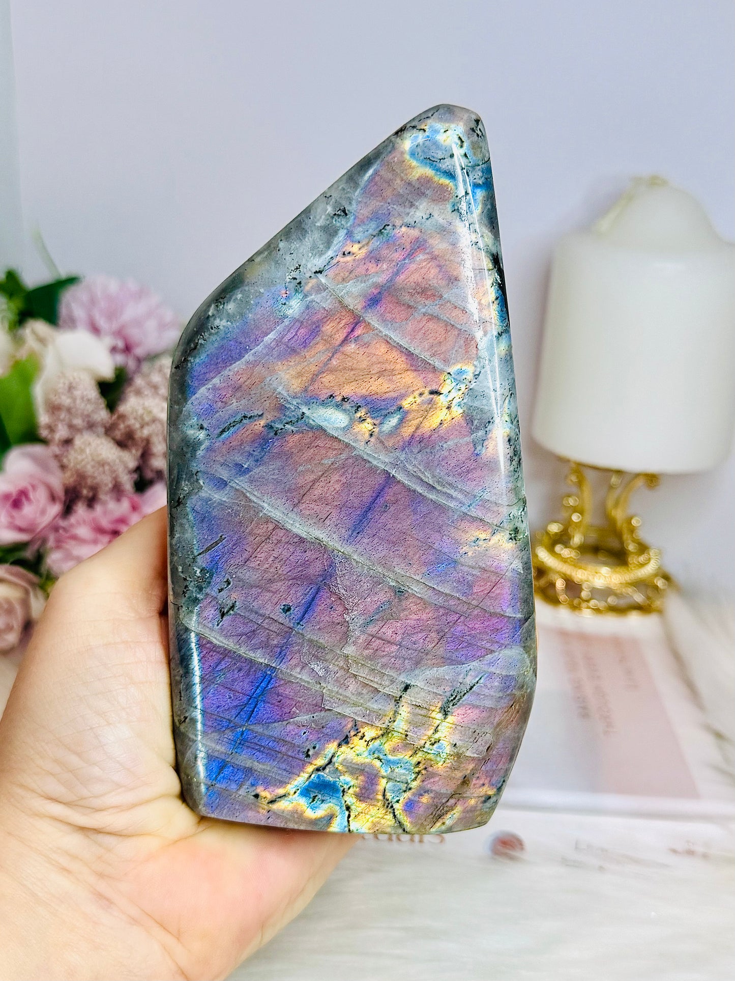 Double Sided Magic ~ Large Natural Polished Labradorite Freeform Full of Flash Both Sides 15cm 756grams