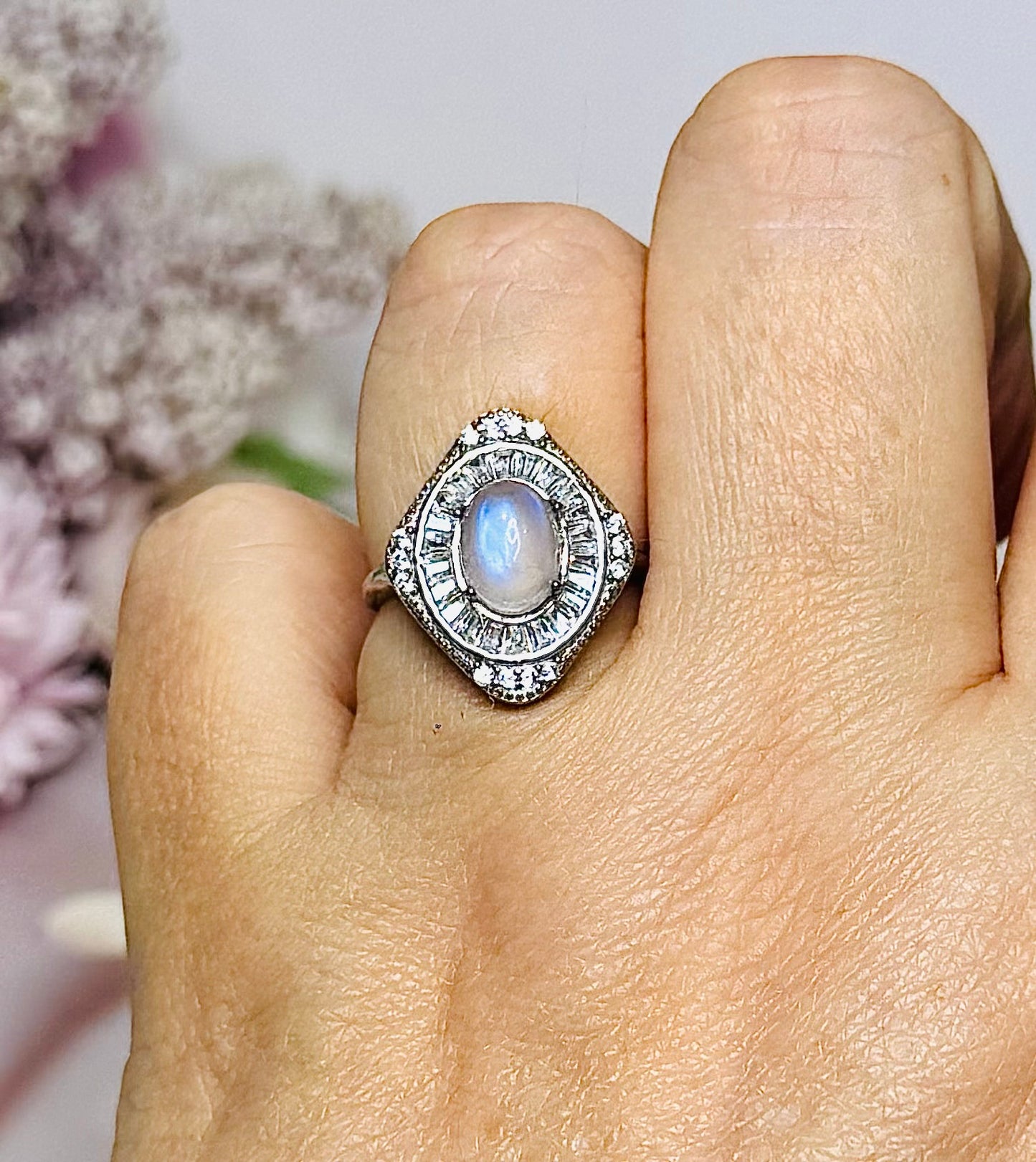Adjustable Moonstone Ring in Gift Bag