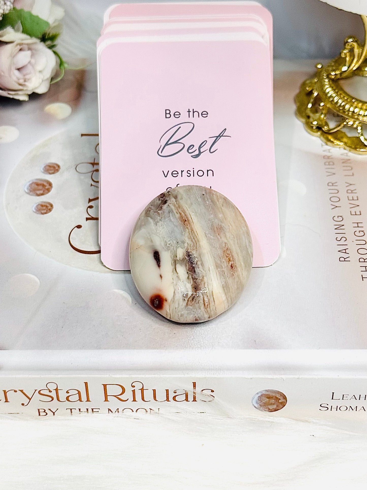 Pink Aragonite Palm Stone