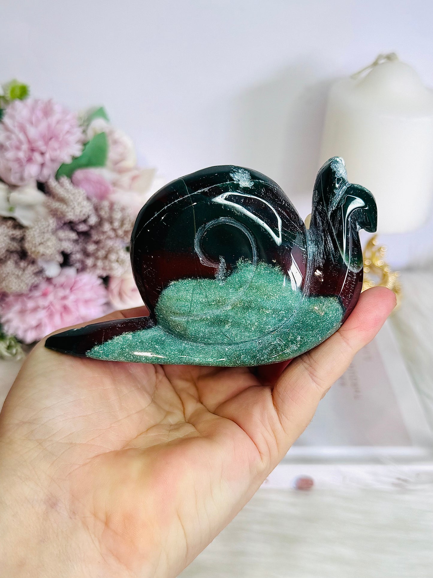 Jasper Carved Snail 12cm