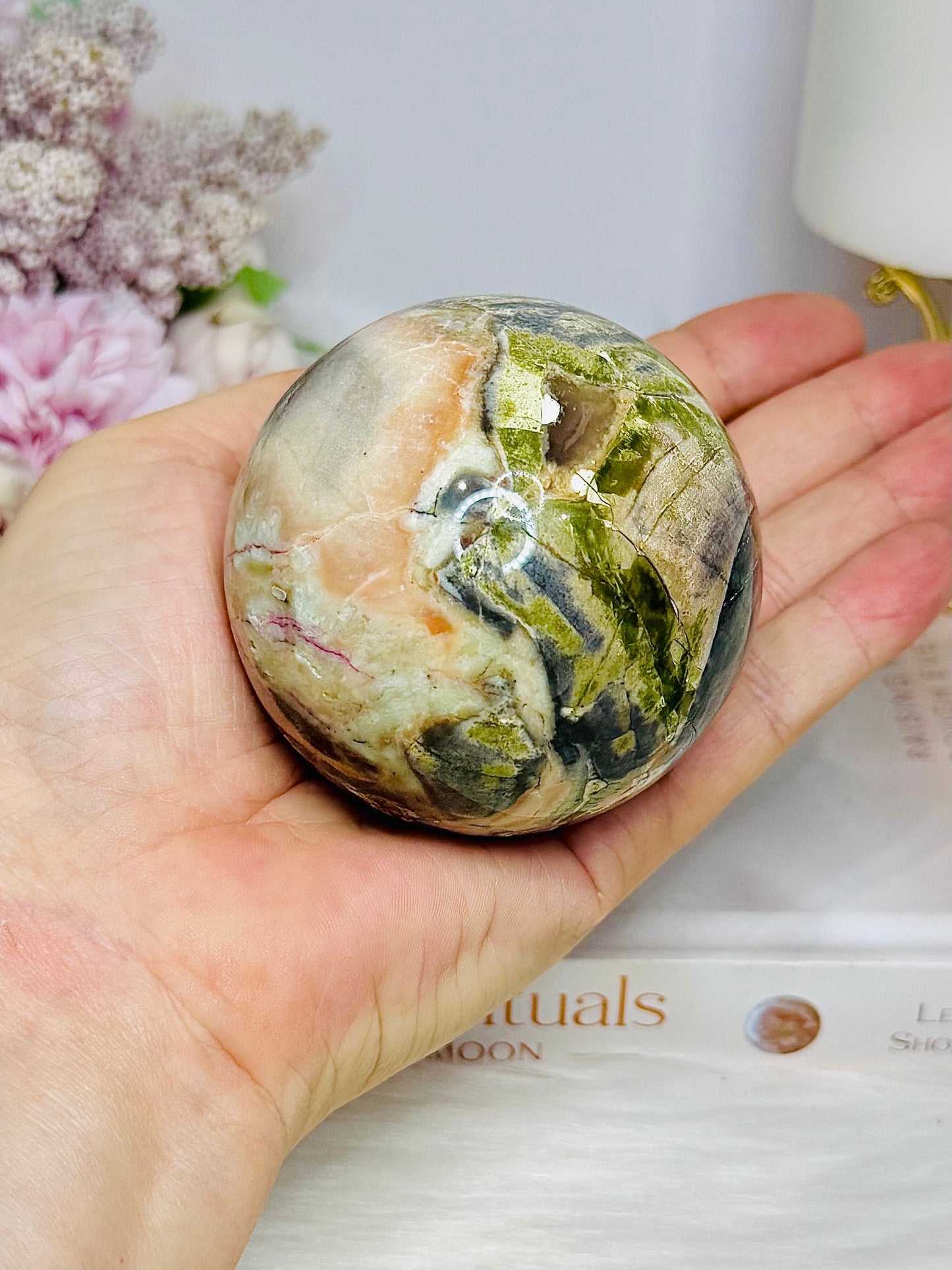 Large Money Agate Sphere on Stand 372g