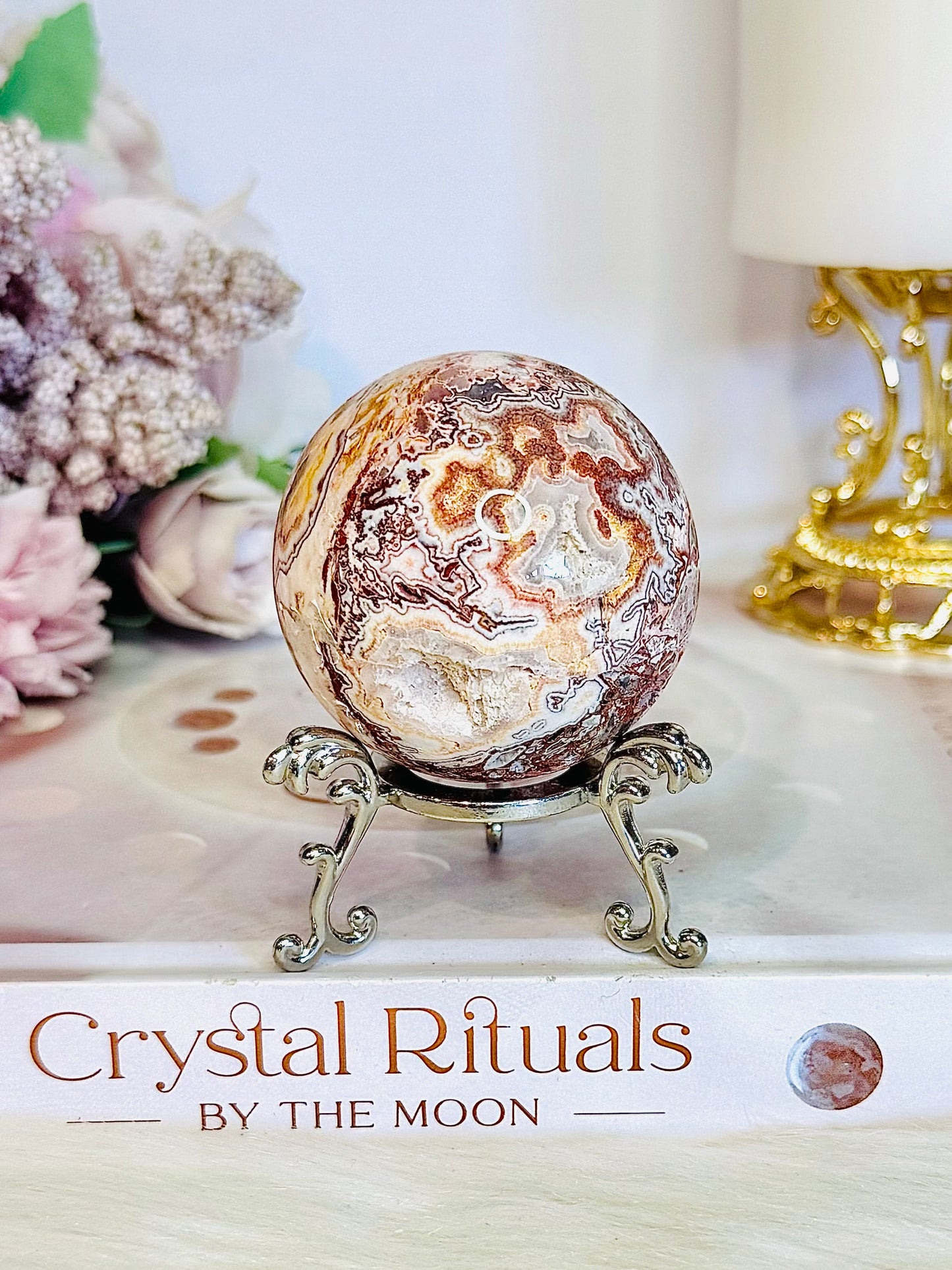Mexican Lace Agate Sphere On Stand 151grams
