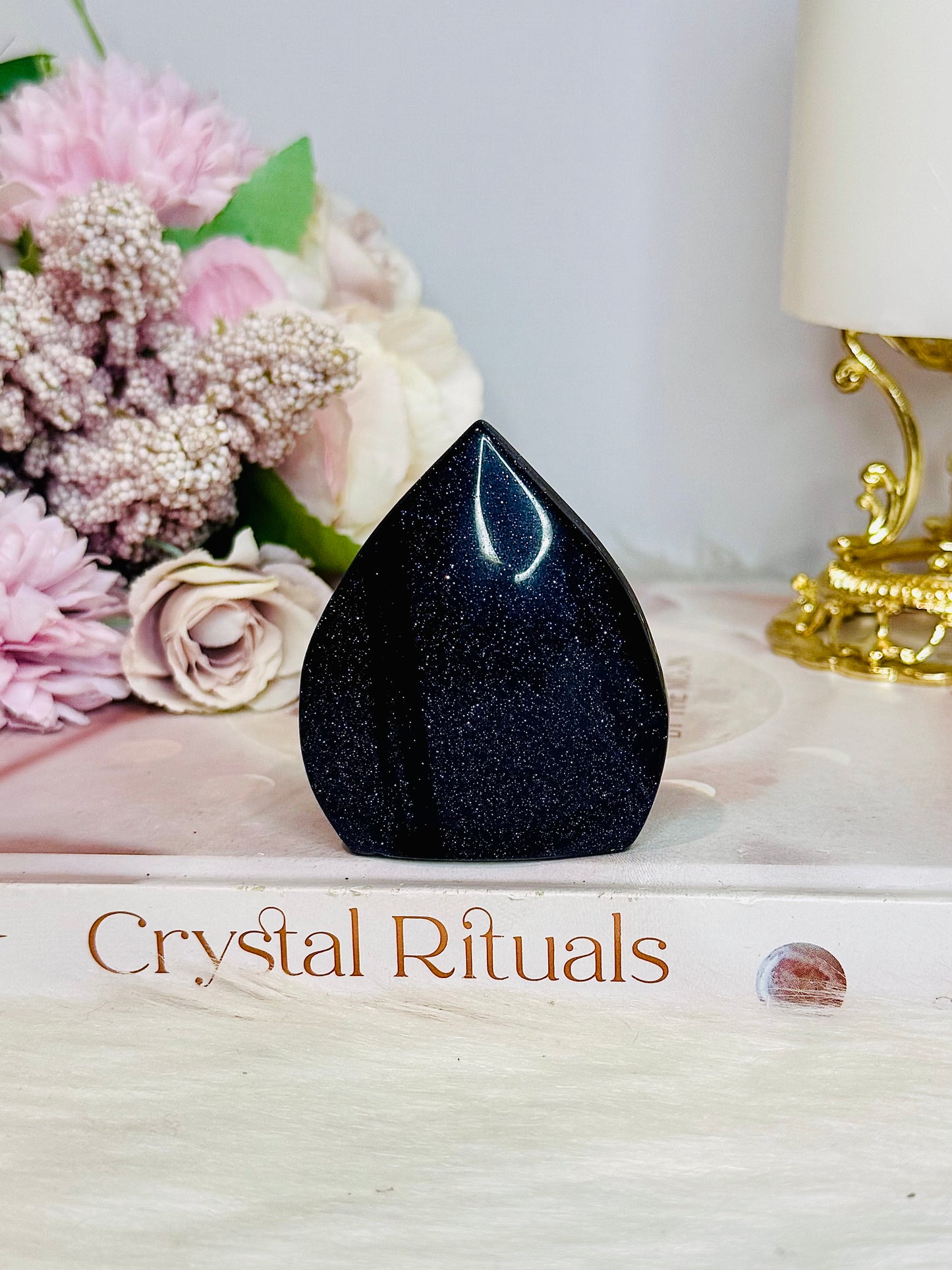 Blue Sandstone Sparkling Synthetic Freeform 6cm