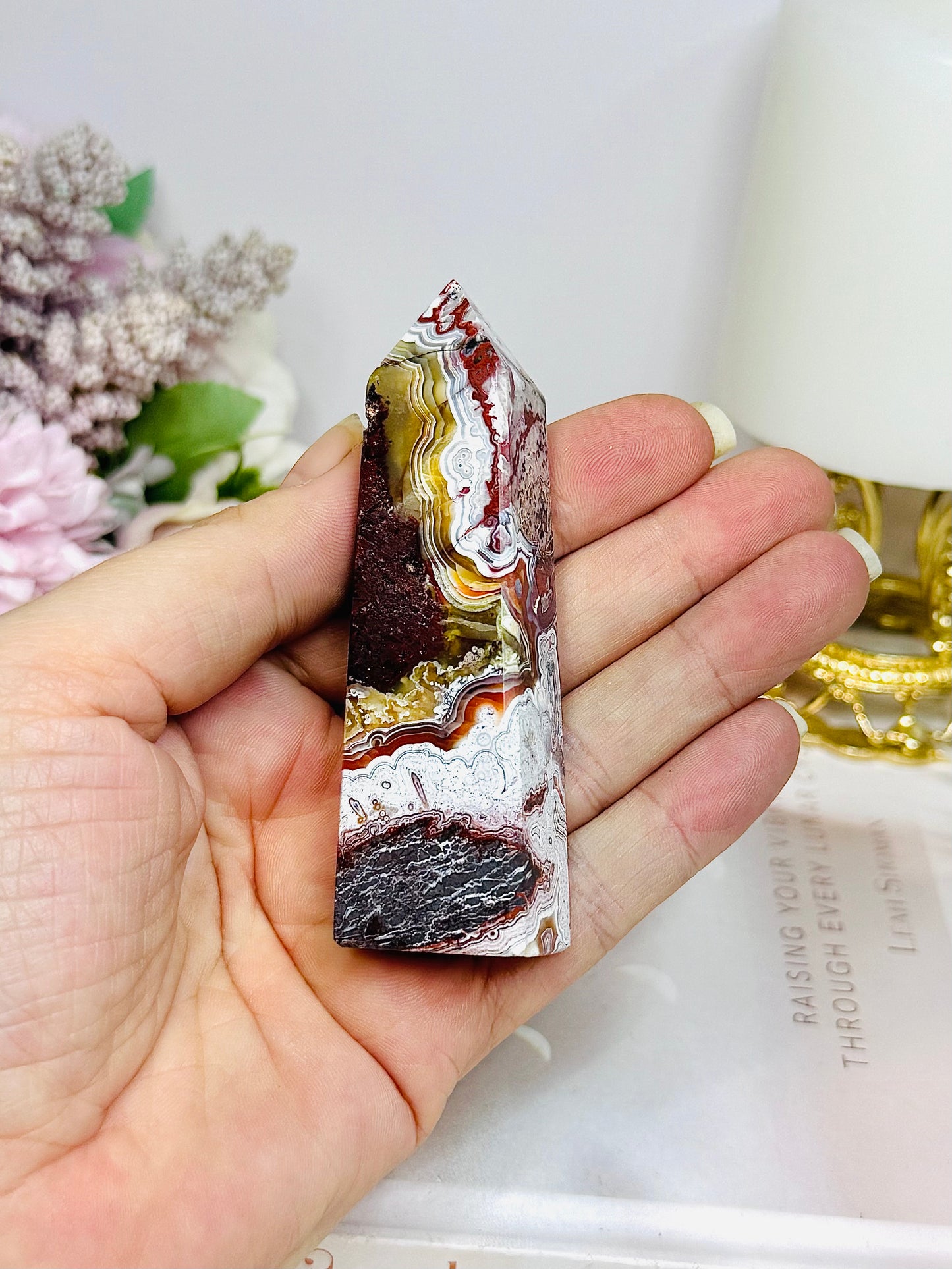 Mexican Lace Agate Tower 8.5cm