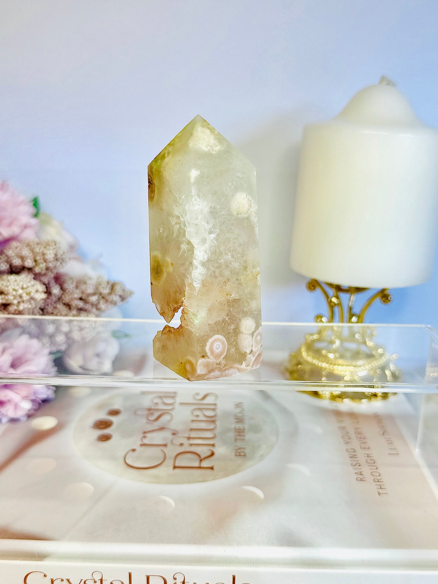 Druzy Flower Agate Tower 8.5cm