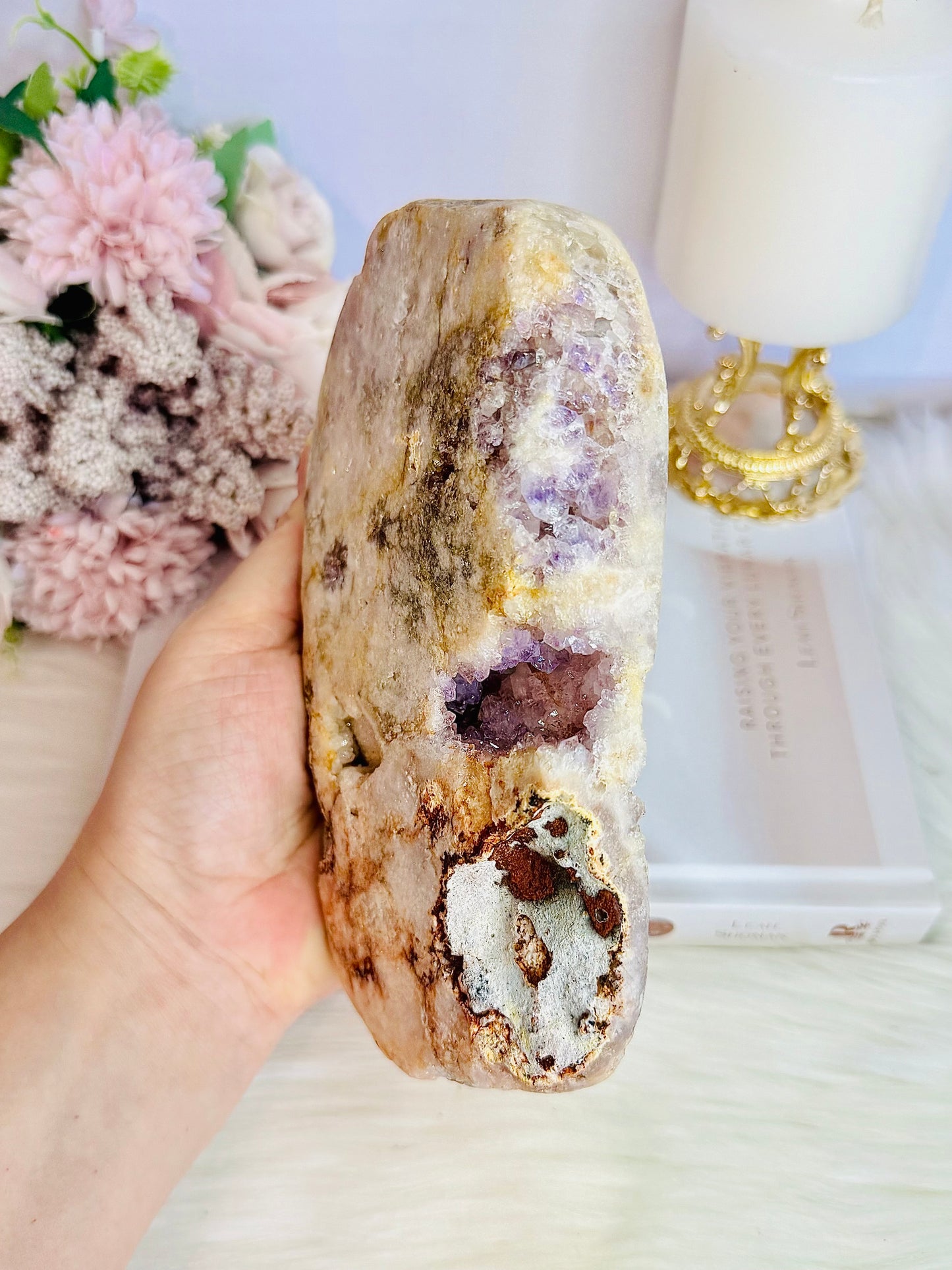 Large Chunky Natural Pink Amethyst Druzy Slab 17cm 828grams
