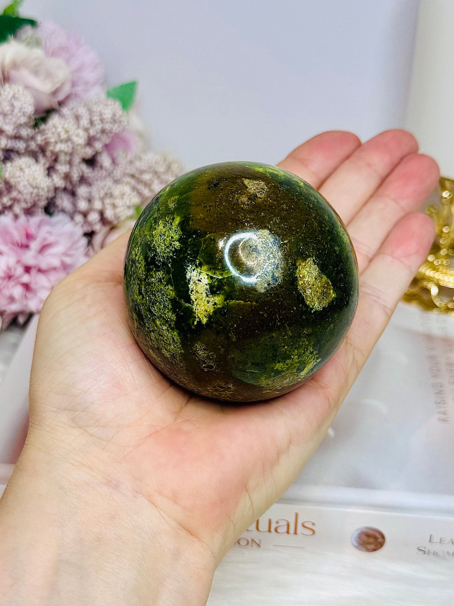 Green Opal Sphere On Stand 313g