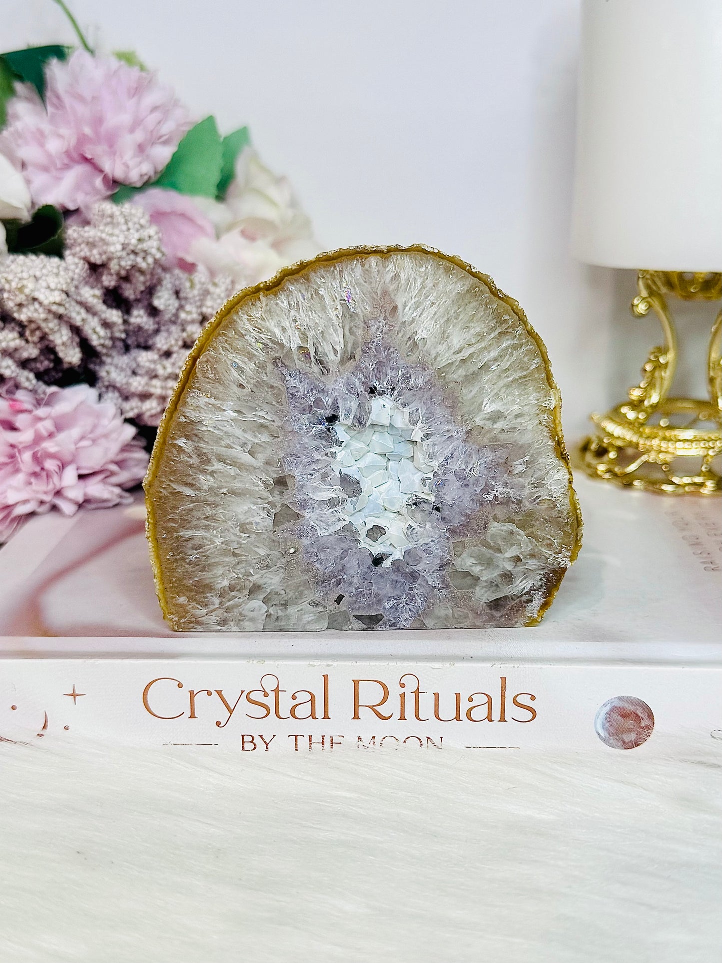 Natural Amethyst Agate Druzy Agate Slab 330g