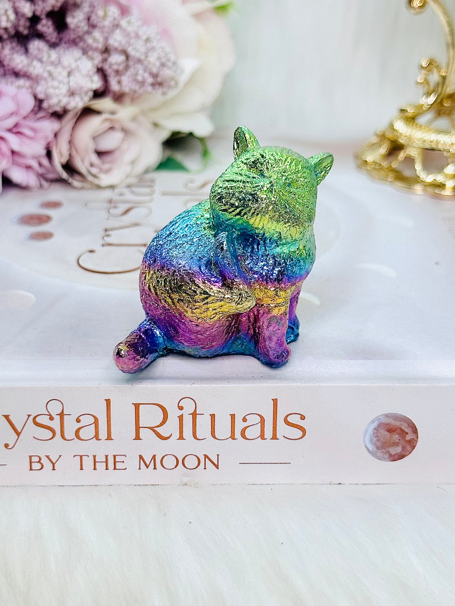 The Cutest Aura Bismuth Carved Cat 142grams