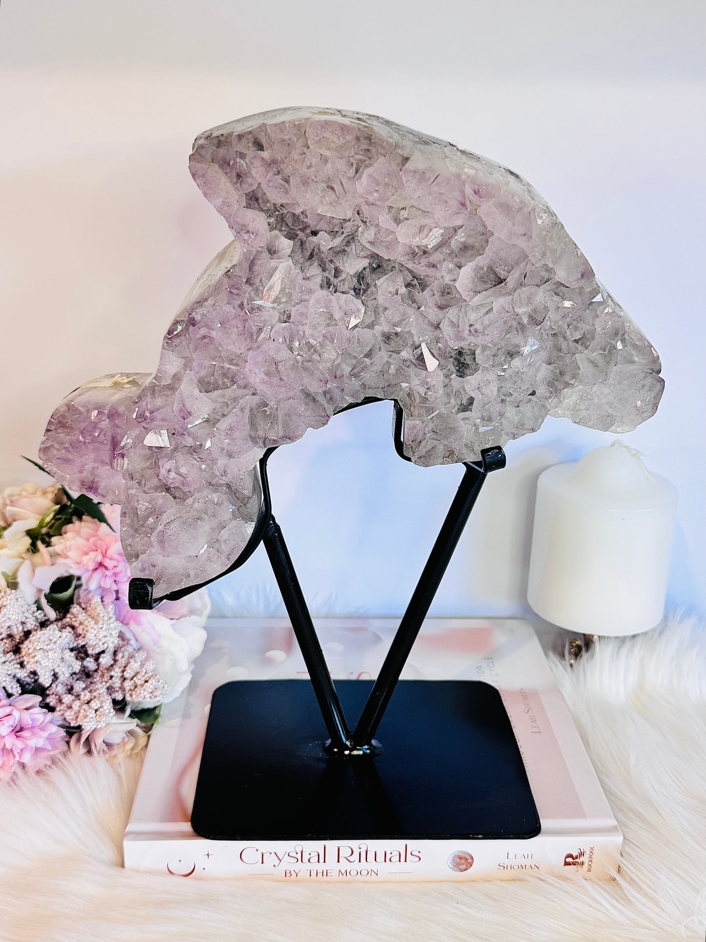 MASTER PIECE!!!! Huge 30cm 3.92KG Amethyst Cluster Carved Dolphin On Stand From Brazil
