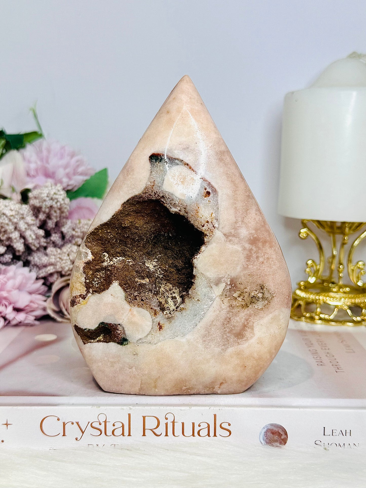 Large Pink Amethyst Carved Flame | Freeform 14cm 528g