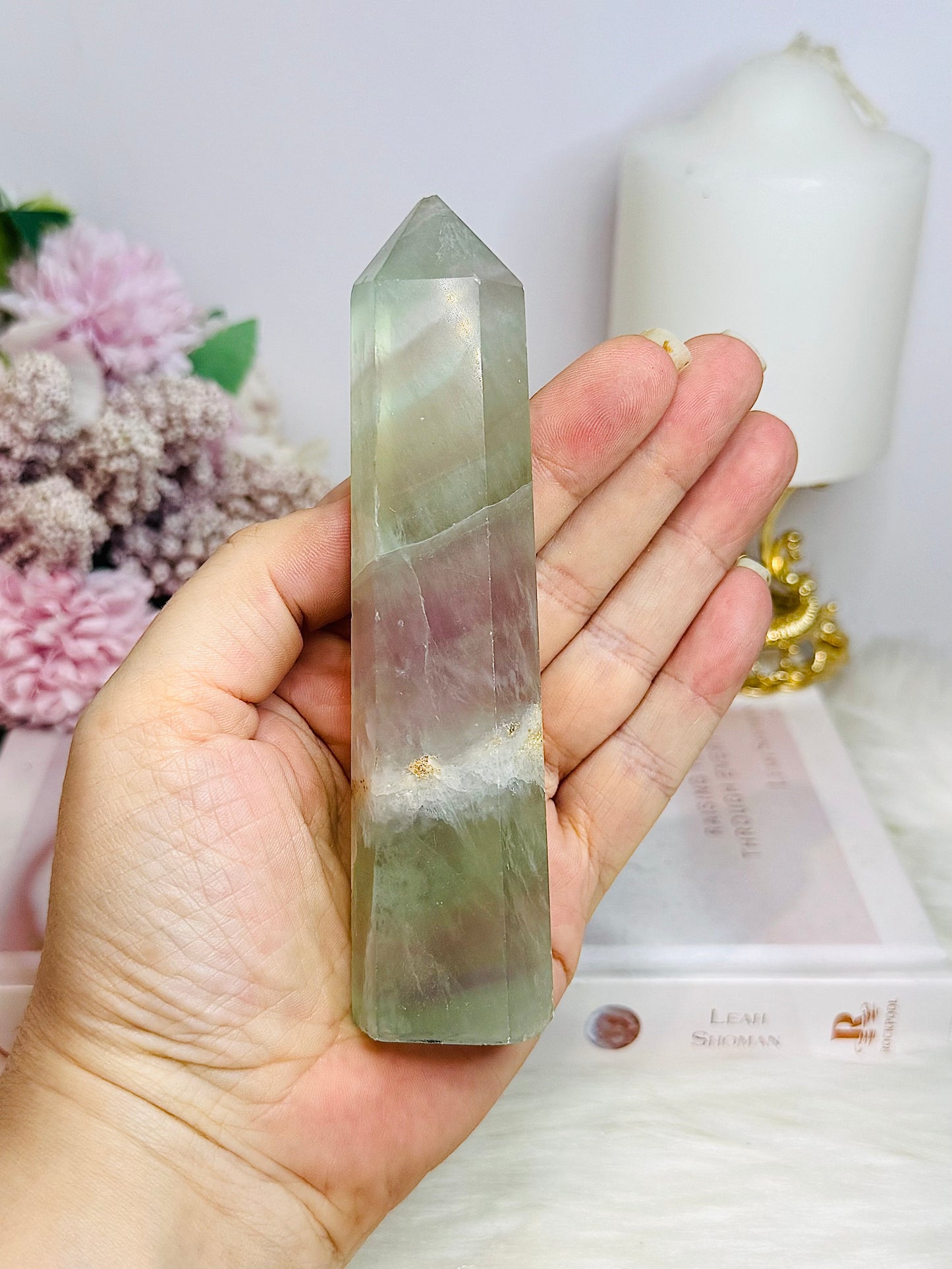Pastel Fluorite Tower 13cm ~ Discounted as chip on tip