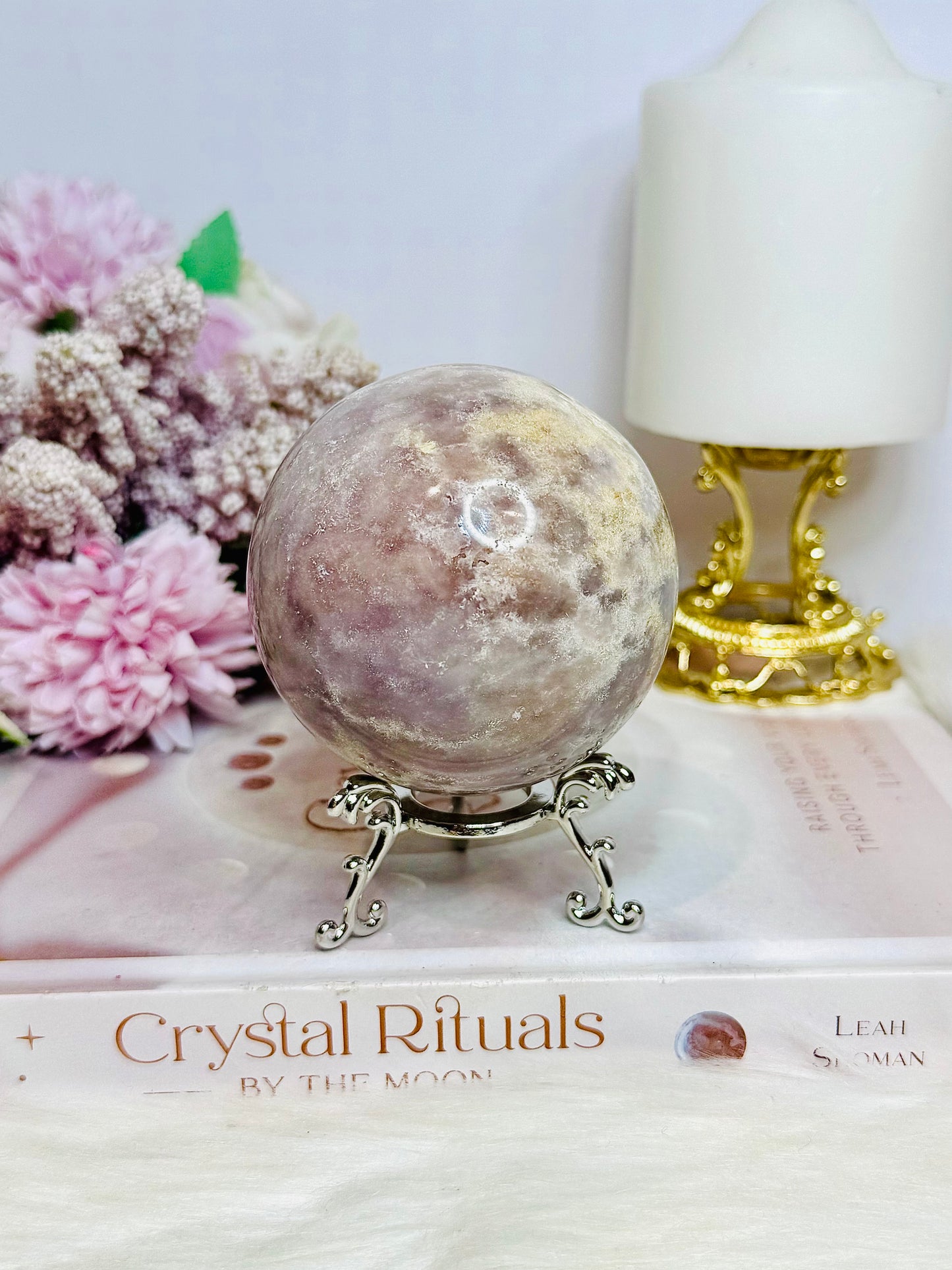 Large Pink Amethyst Sphere on Stand 466g