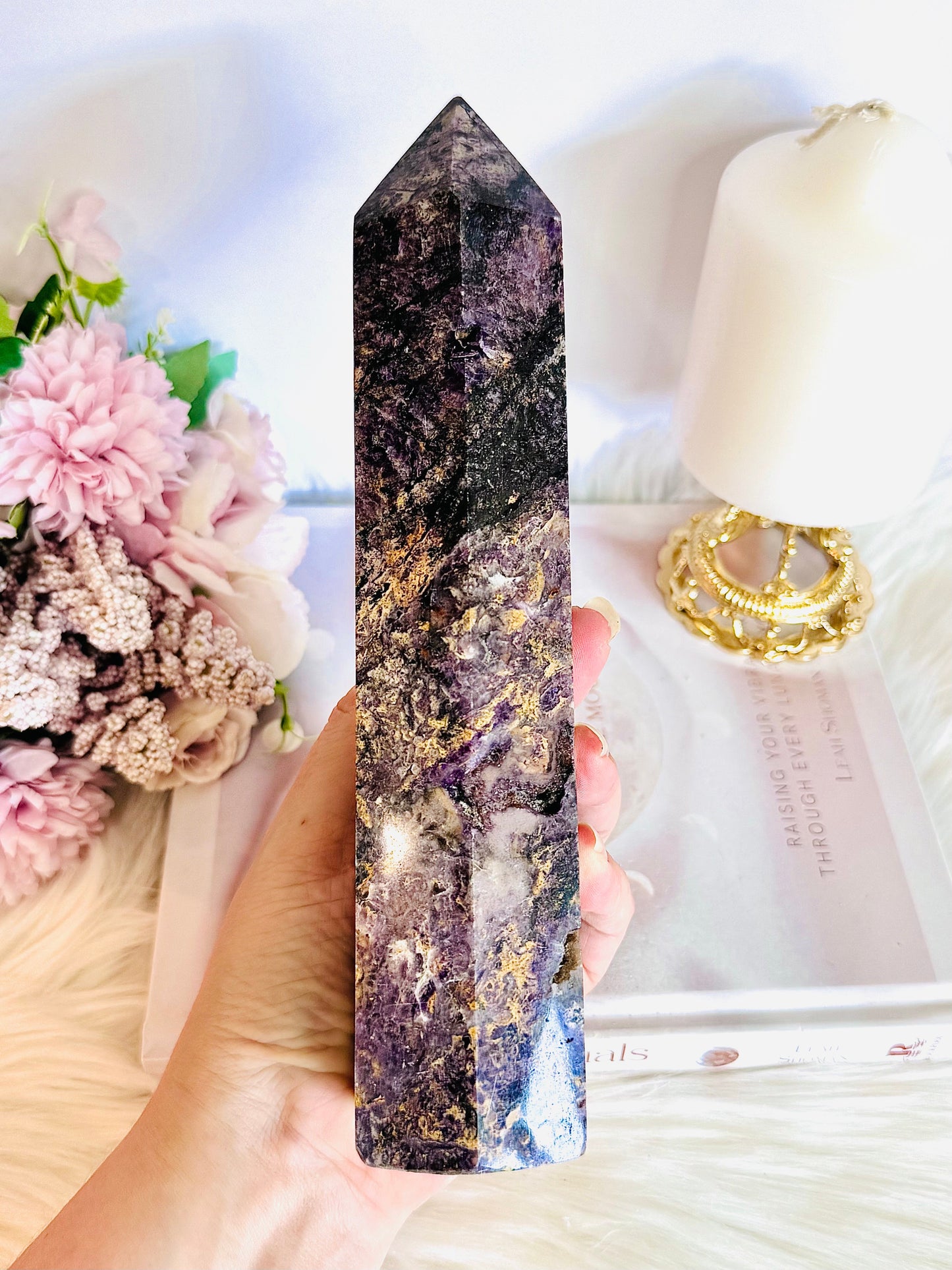 Huge Chunky 1.08KG 21.5cm Natural Charoite Carved Tower | Generator